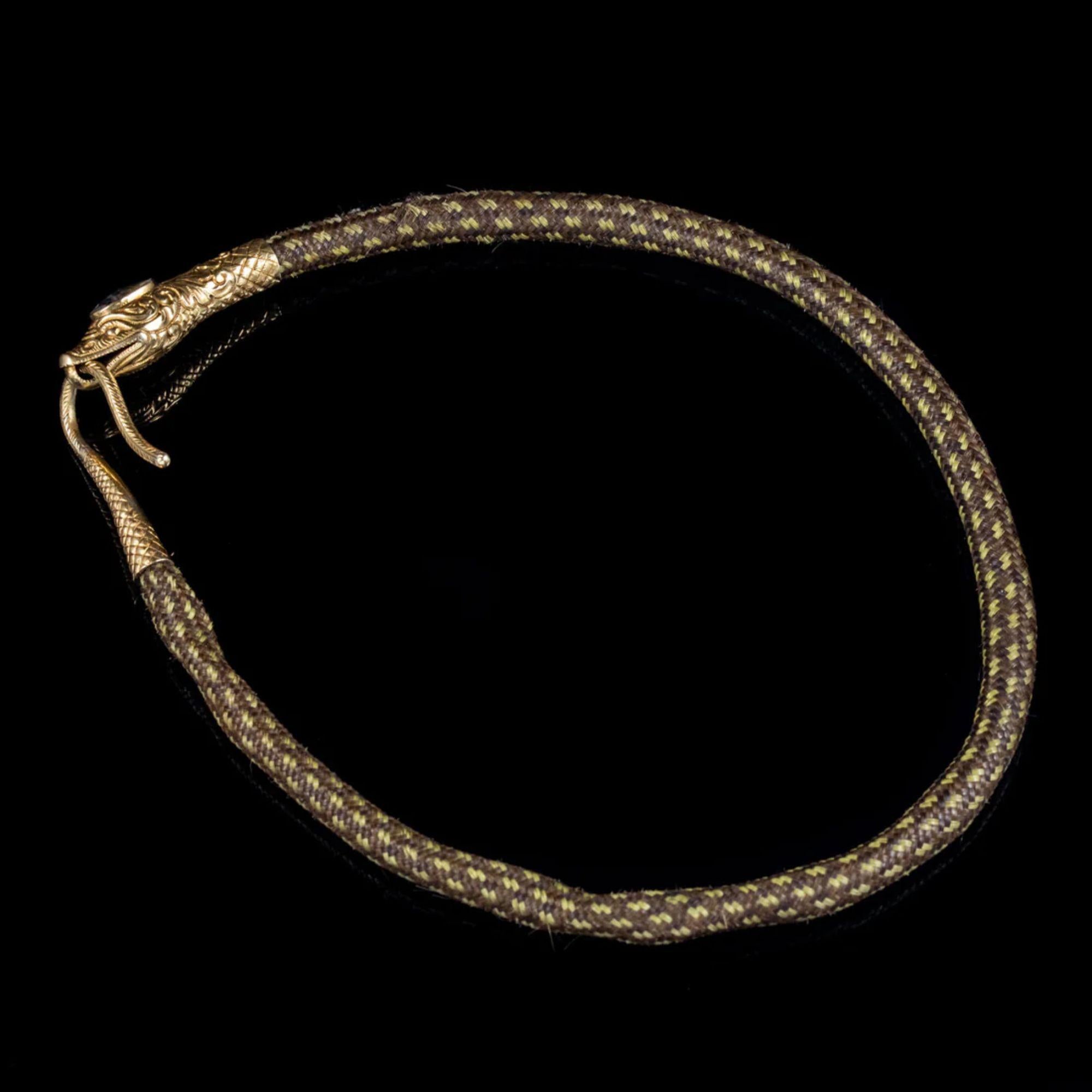 Antike georgianische Schlangenkragen-Halskette aus Bergkristall aus 18 Karat Gold (Antiker Kissenschliff) im Angebot