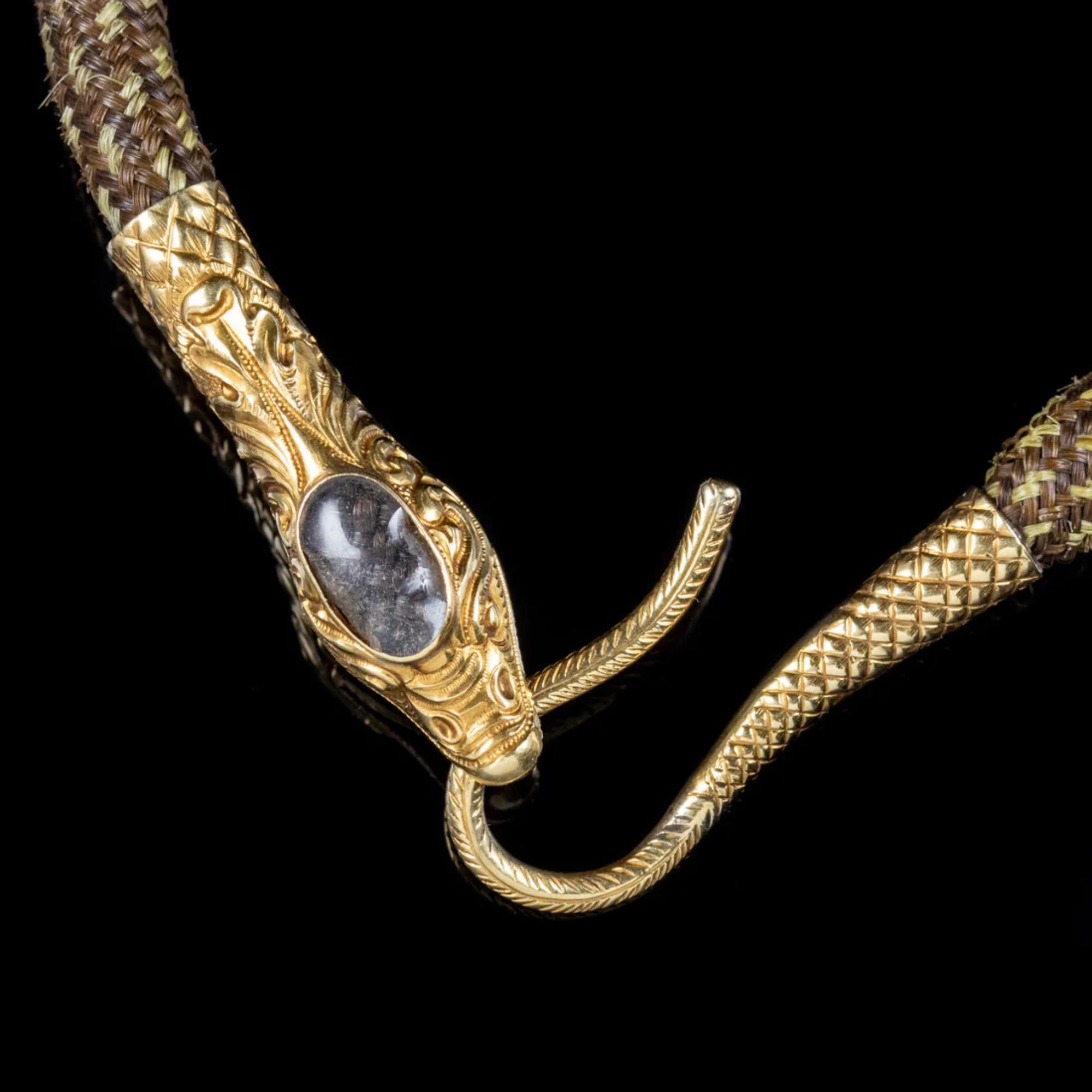 Antike georgianische Schlangenkragen-Halskette aus Bergkristall aus 18 Karat Gold Damen im Angebot