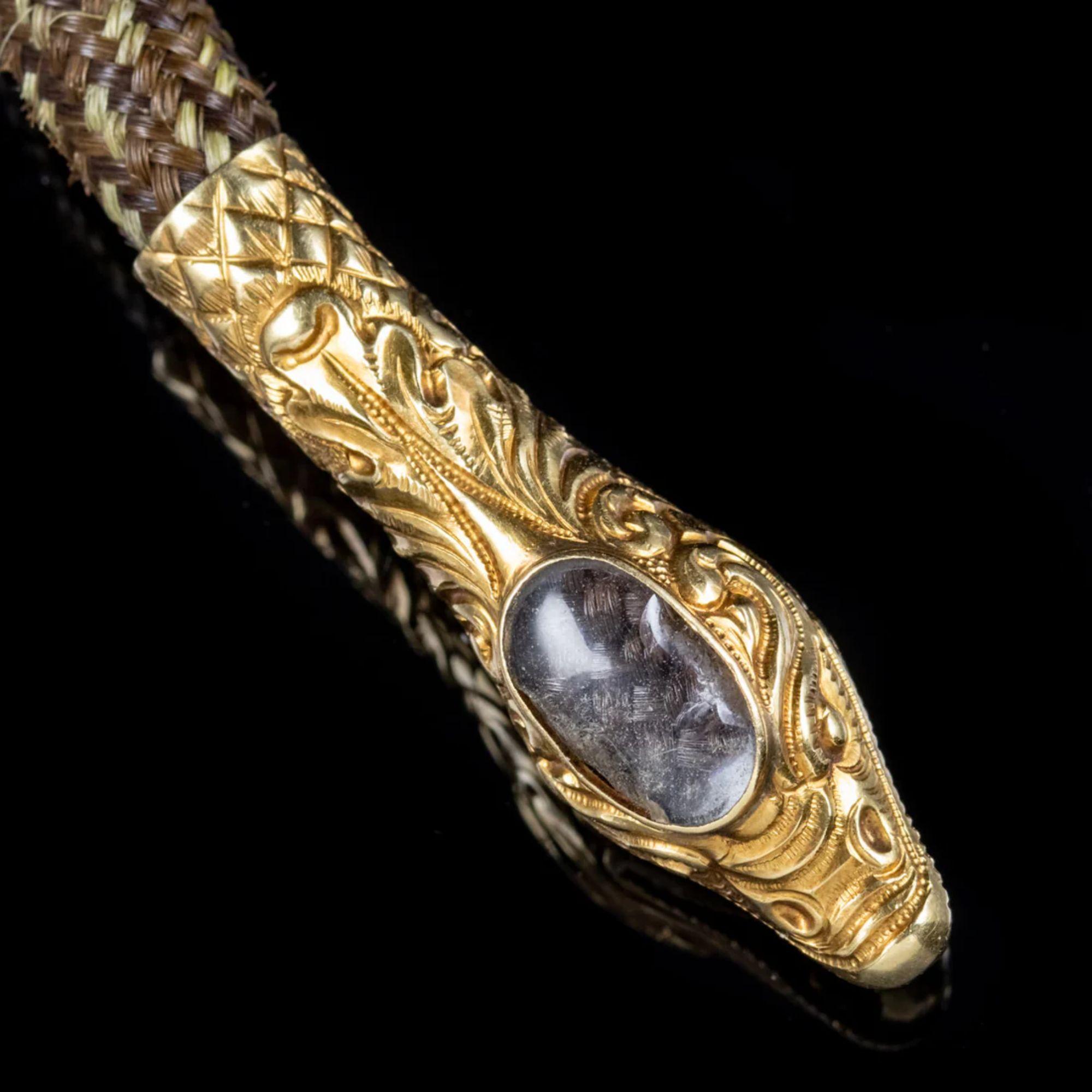 Collier de serpent géorgien ancien en cristal de roche et or 18 carats en vente 2