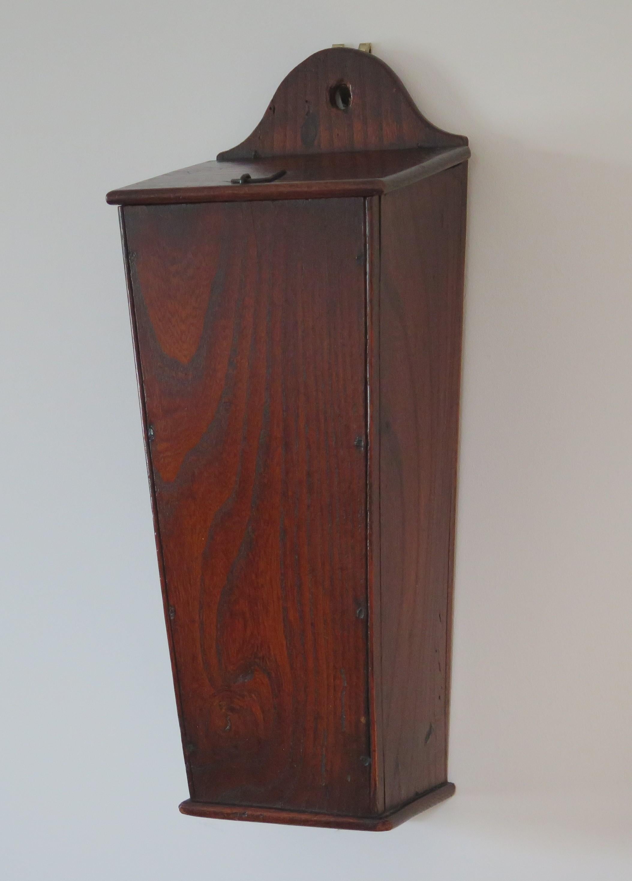 Country Antique Georgian Solid Elm Candle Box with Iron Catch, circa 1780 For Sale
