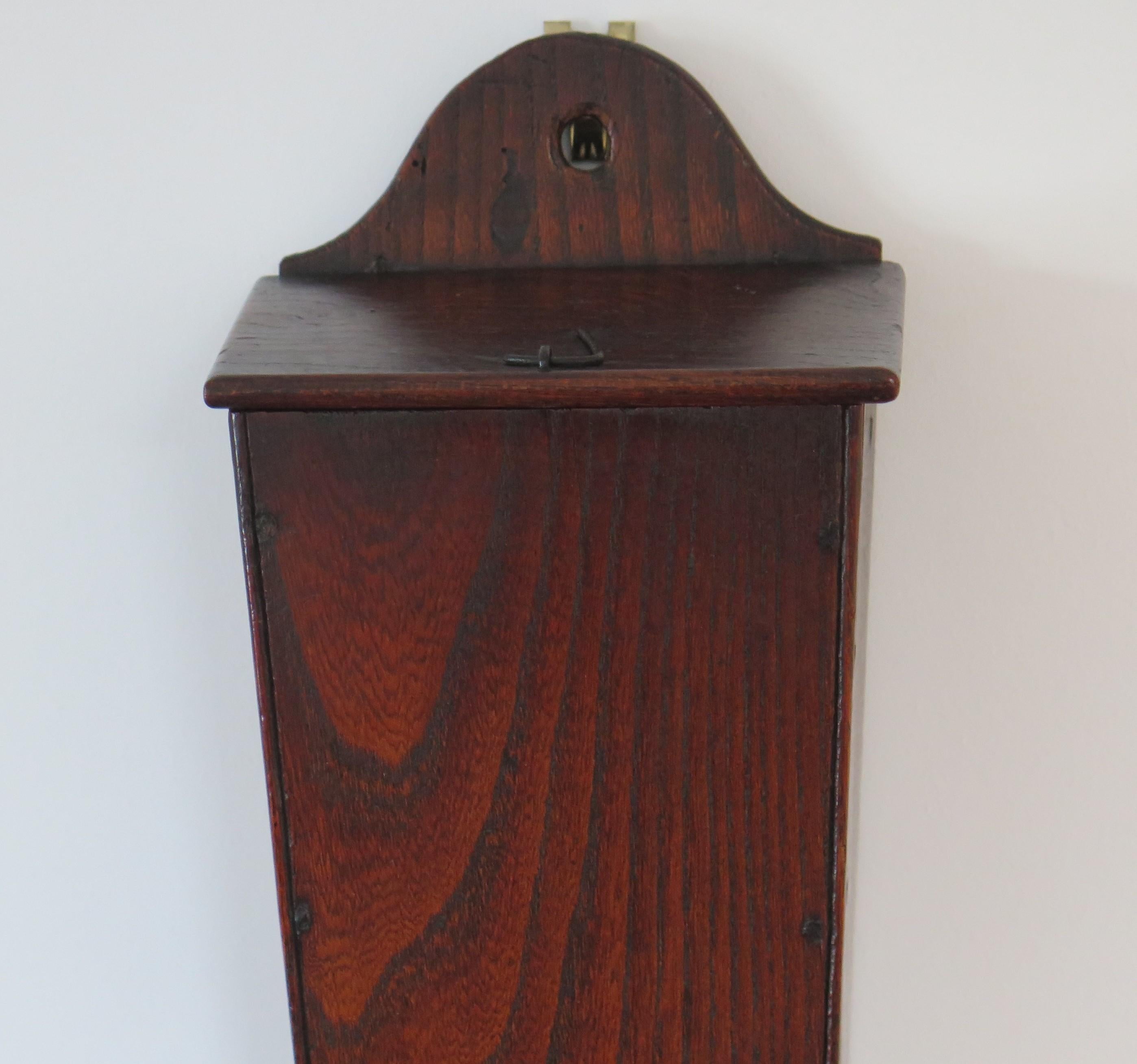 English Antique Georgian Solid Elm Candle Box with Iron Catch, circa 1780 For Sale