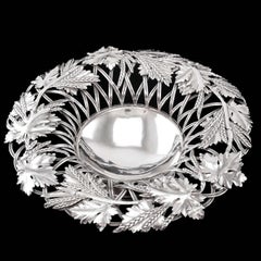 Antique Georgian Solid Silver Bowl Tazza with Cast Harvest Decorations, 1835