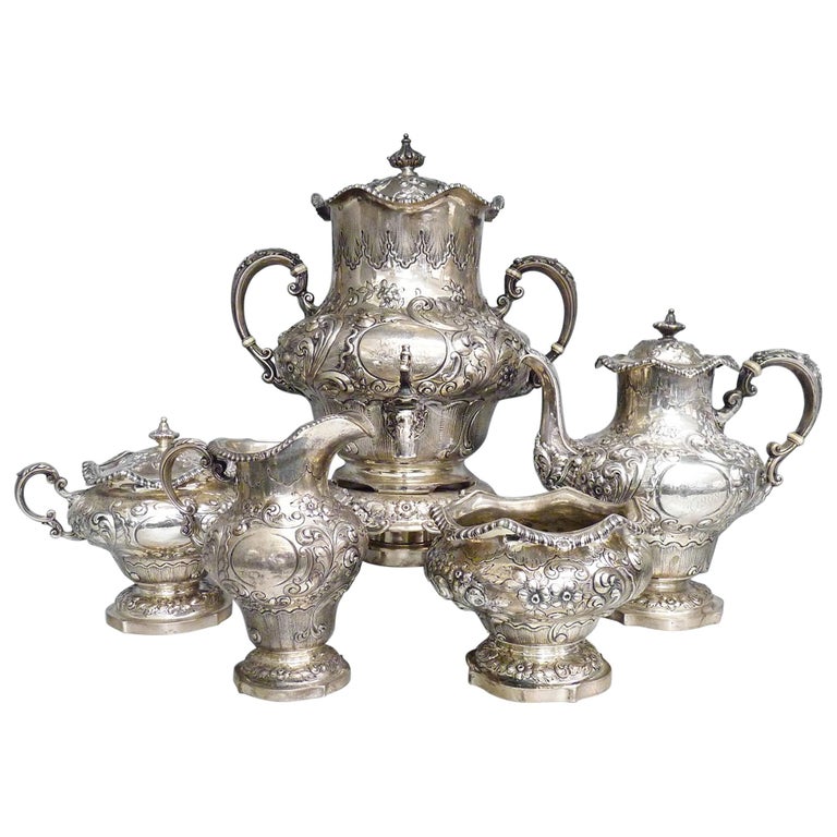 Antique Solid Silver Exceptional Tea and Coffee Set, 18831908