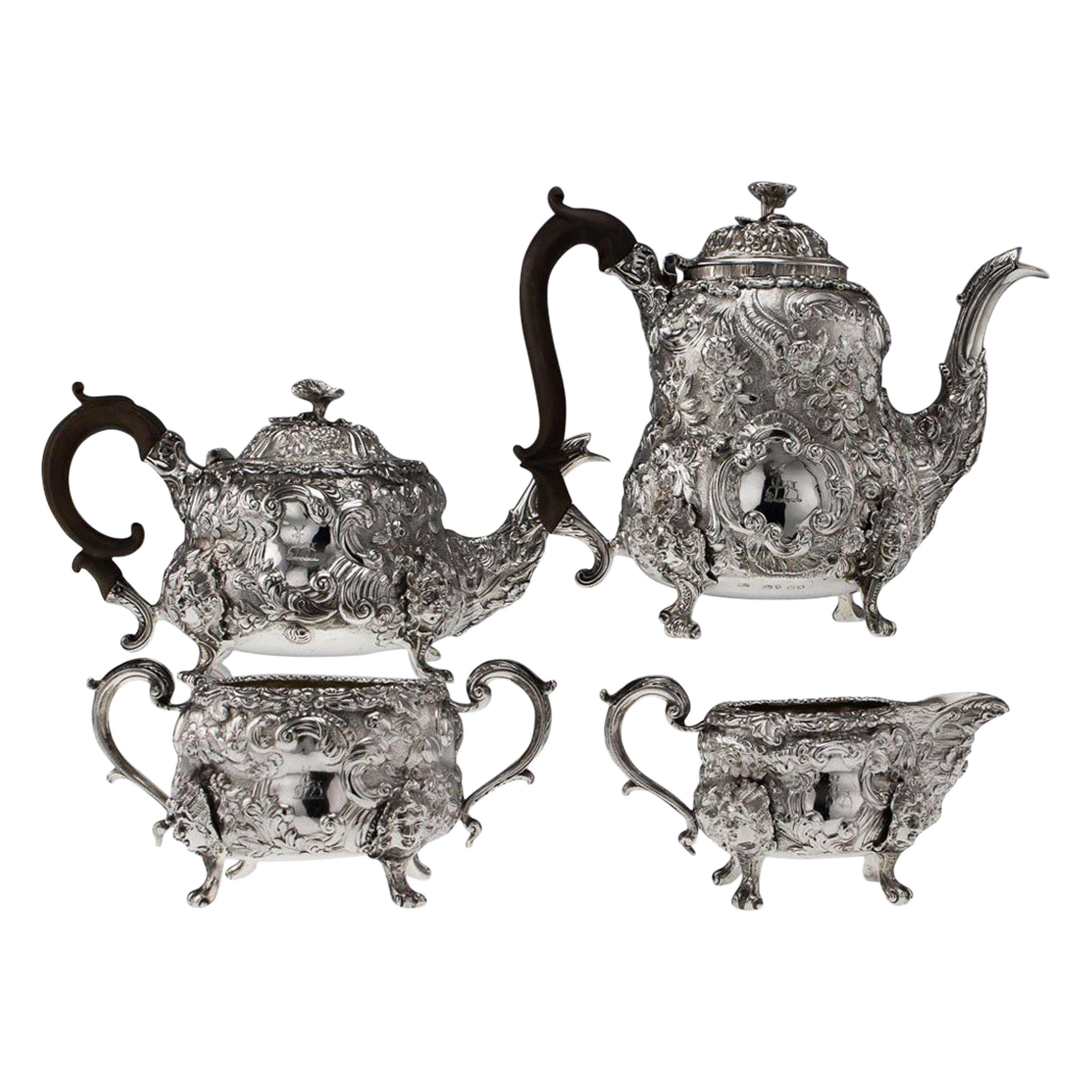 Antique Georgian Solid Silver Exceptional Tea and Coffee Set, circa 1818-1820