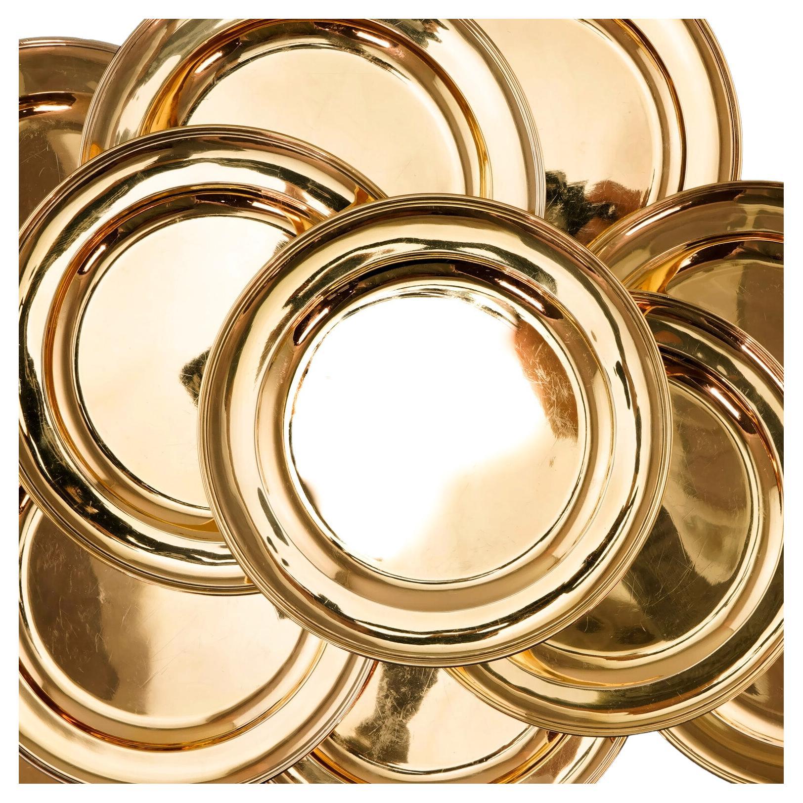 Antique Georgian Solid Silver Gilt Dishes Set of 12 - 1780-1811