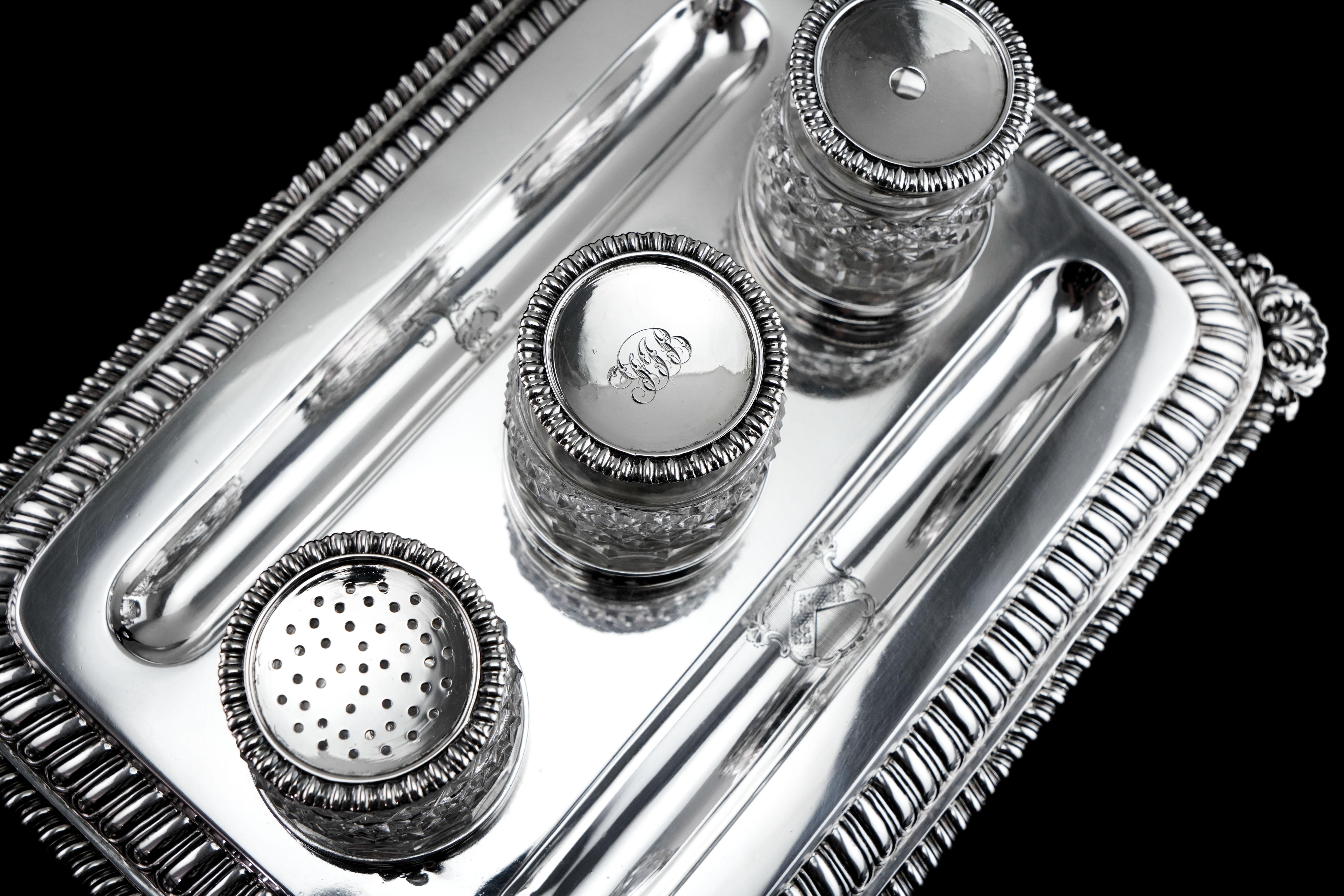 Antique Georgian Solid Silver Inkstand (1kg+) Regency Design London 1813 en venta 14