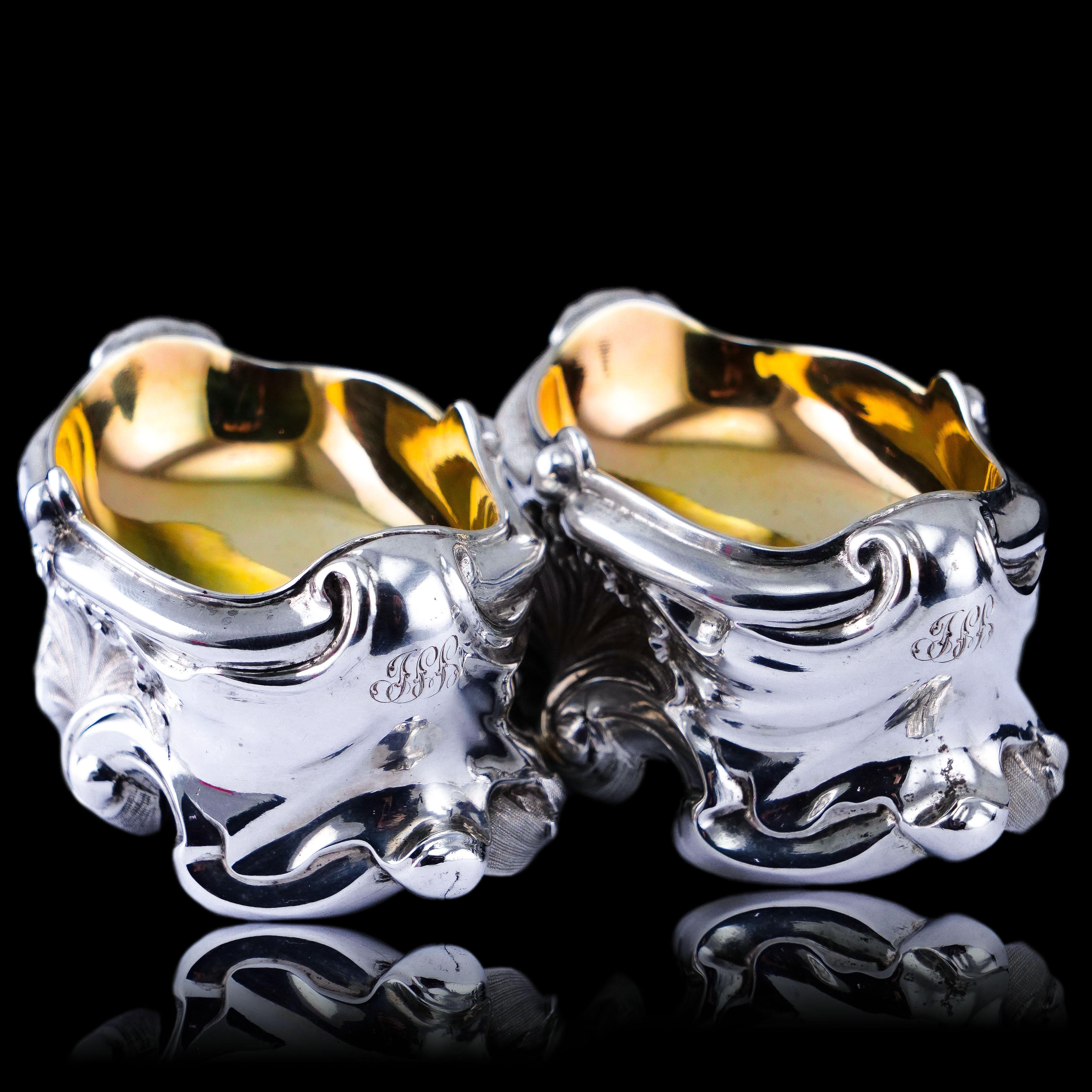 Ancienne salière géorgienne en argent massif au design néo-rococo - Londres 1834 en vente 8