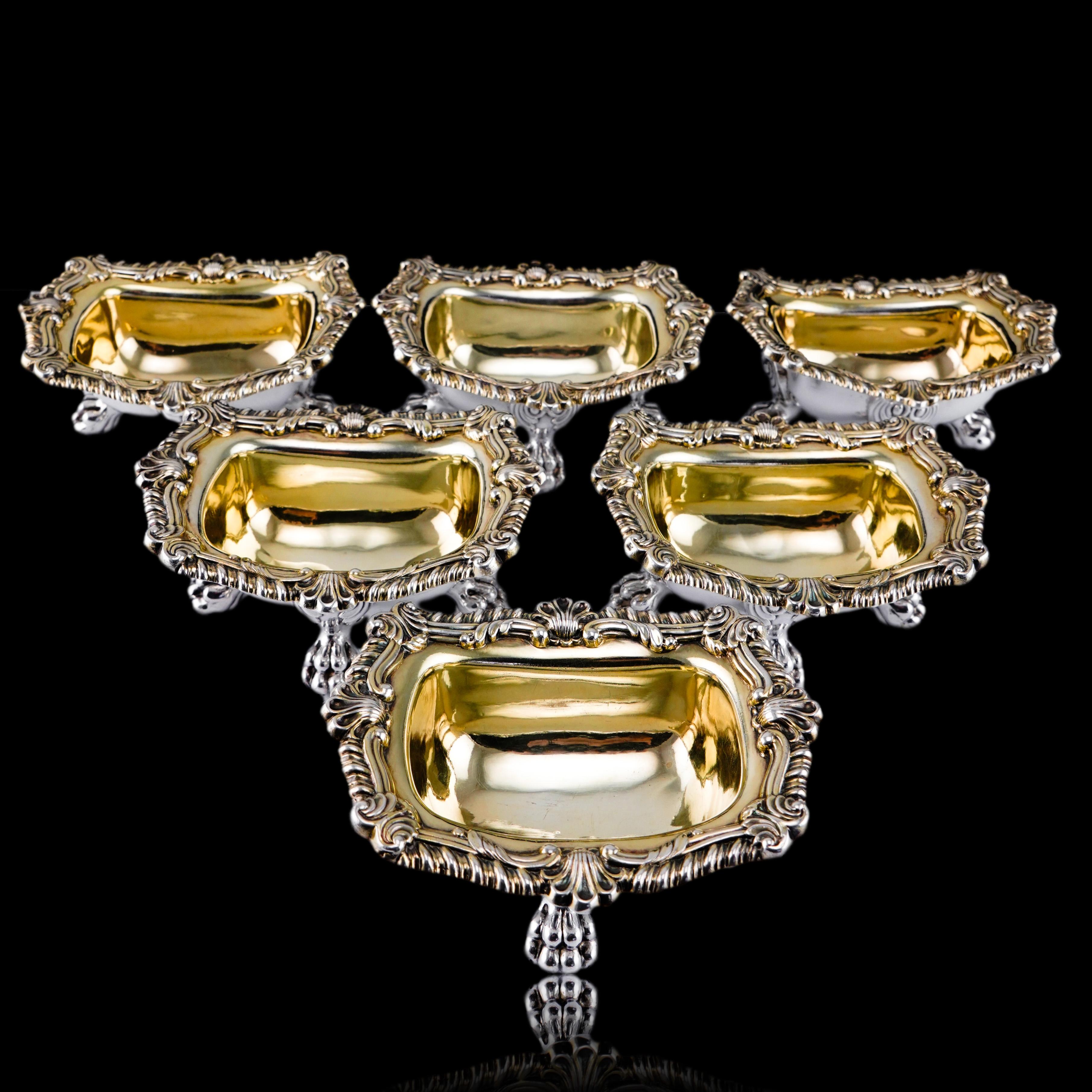 Antique Georgian Solid Silver Salt Cellars Set of 6 Regency Design - 1814/16 im Angebot 9