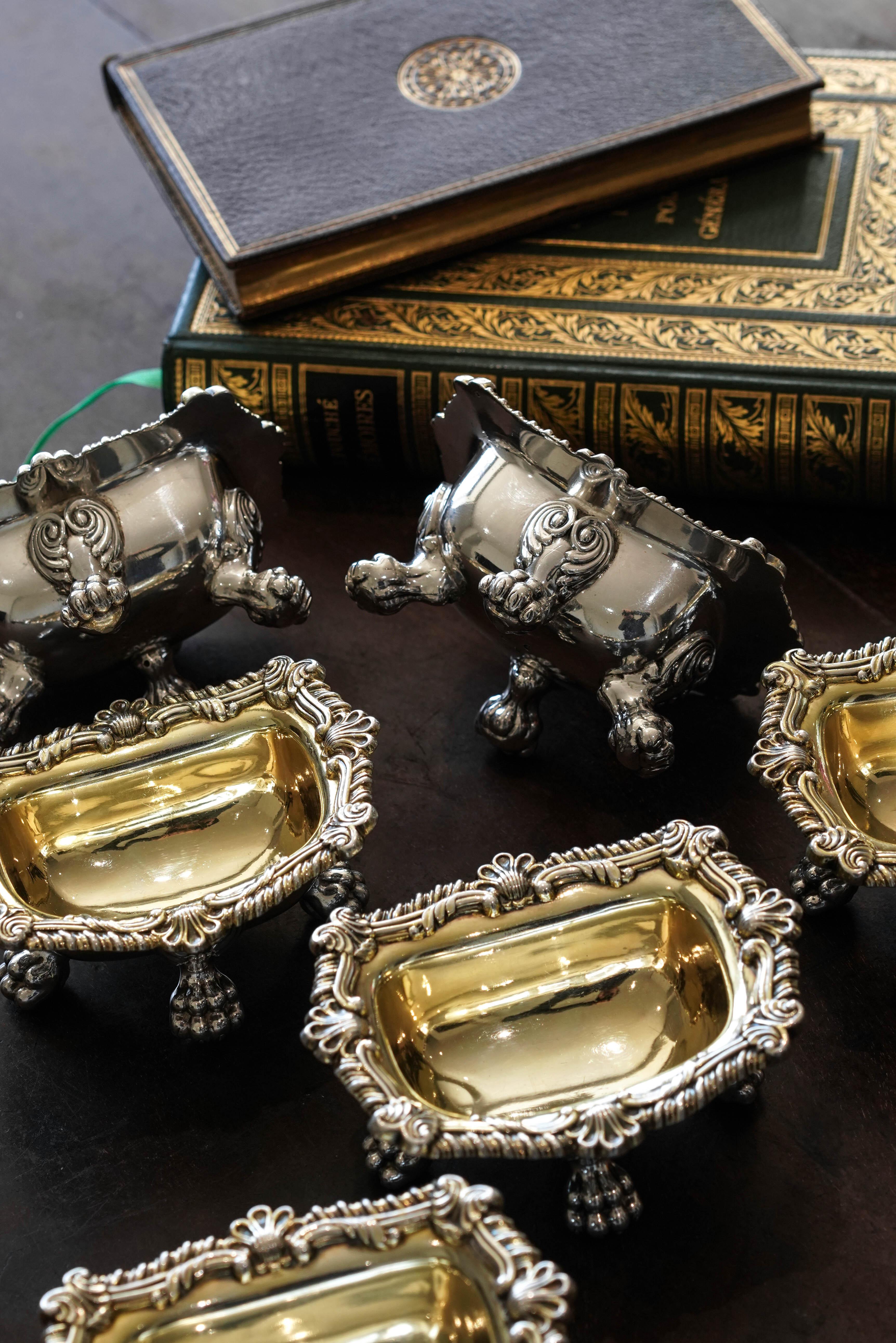 Antique Georgian Solid Silver Salt Cellars Set of 6 Regency Design - 1814/16 im Angebot 1