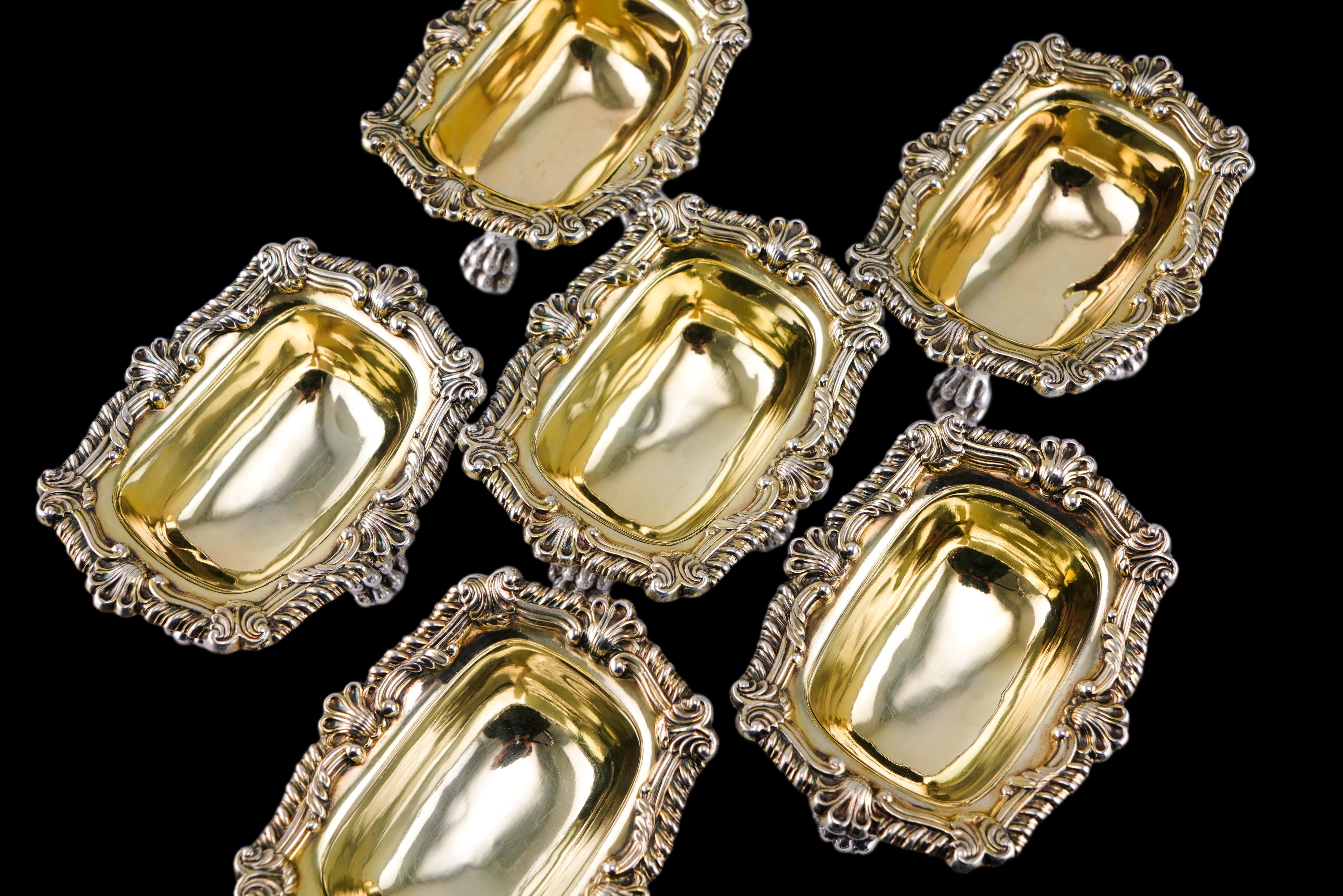 Antique Georgian Solid Silver Salt Cellars Set of 6 Regency Design - 1814/16 im Angebot 2