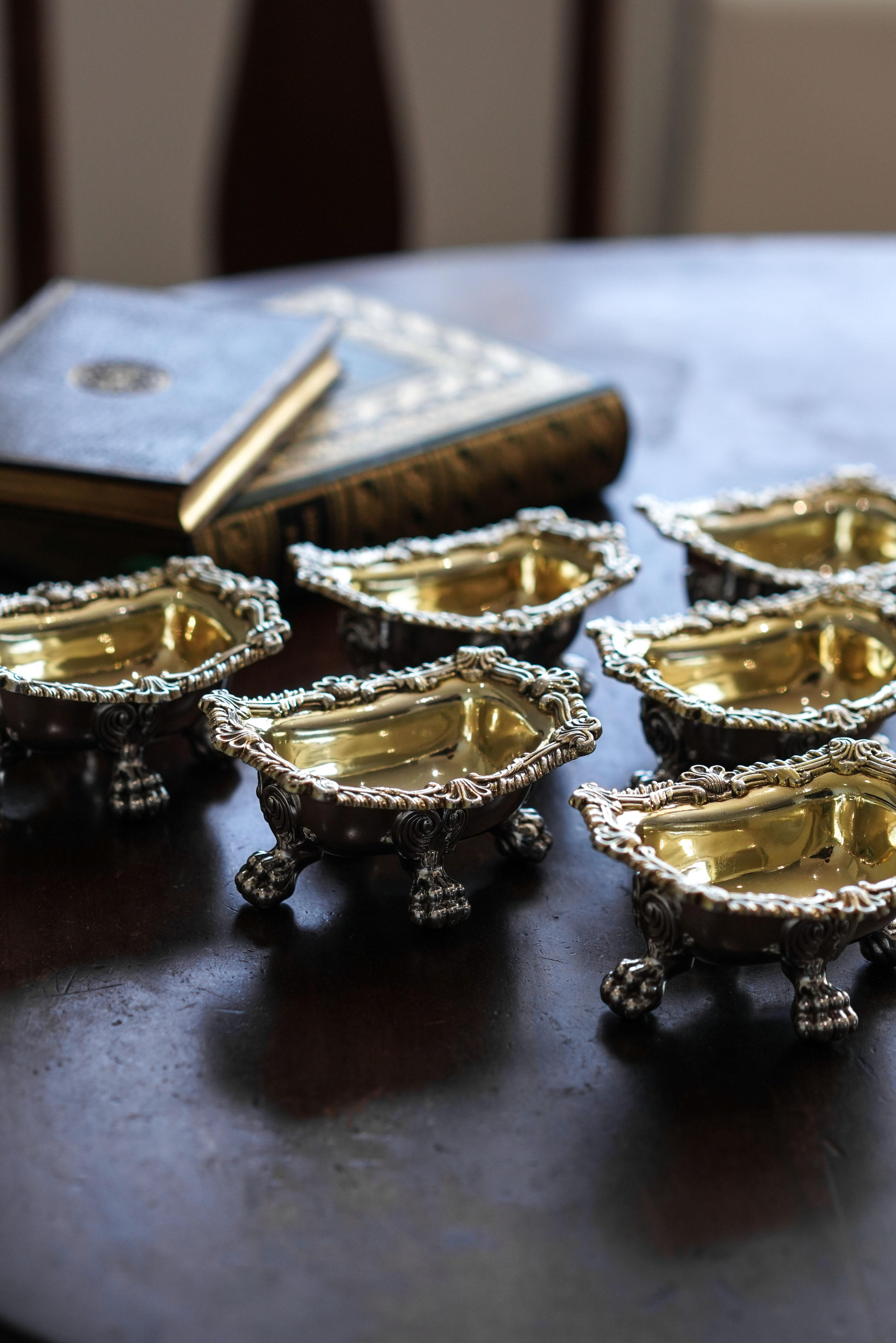 Antique Georgian Solid Silver Salt Cellars Set of 6 Regency Design - 1814/16 im Angebot 4