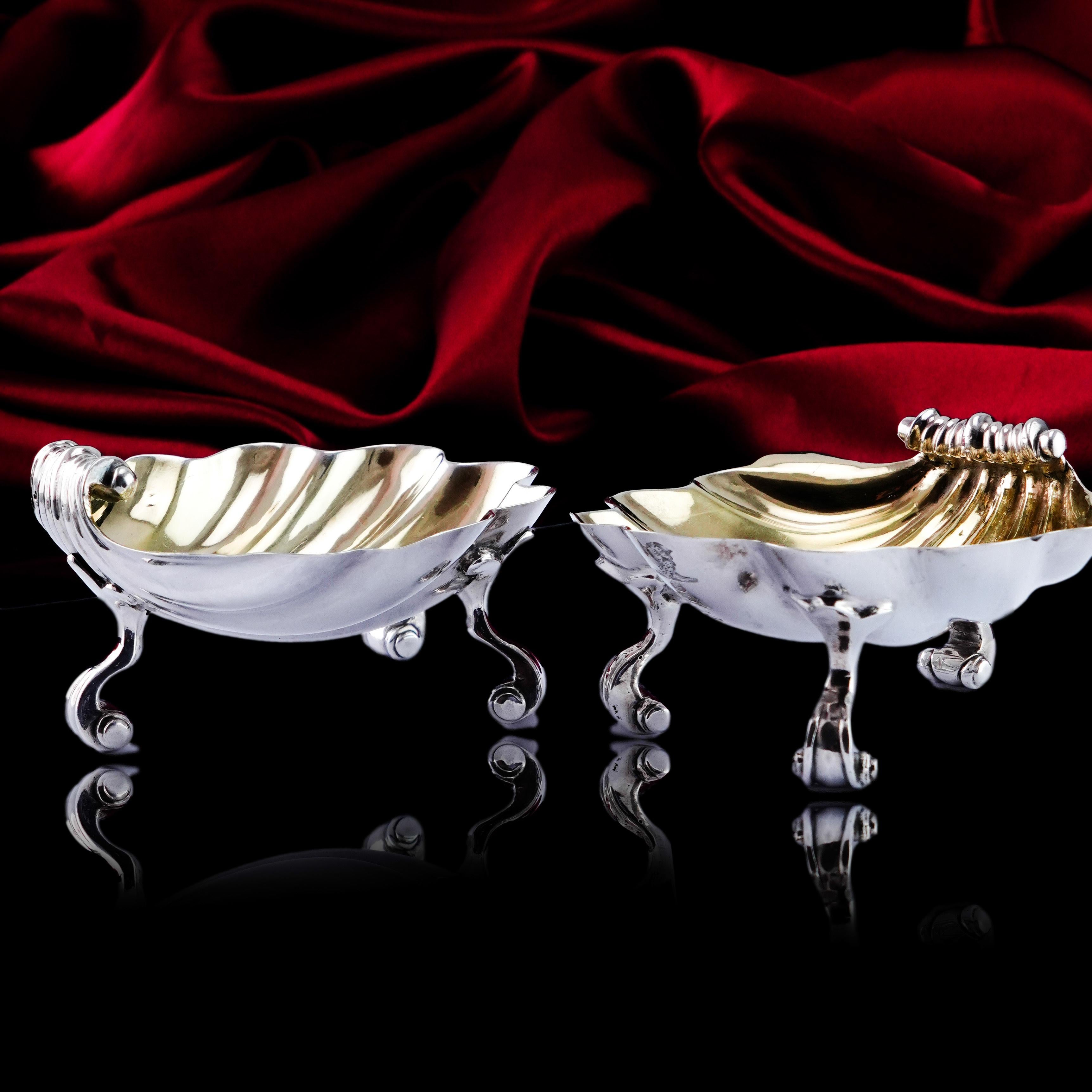 Antique Georgian Solid Silver Shell Salts/Butter Dishes Edward Farrell 1830 For Sale 9