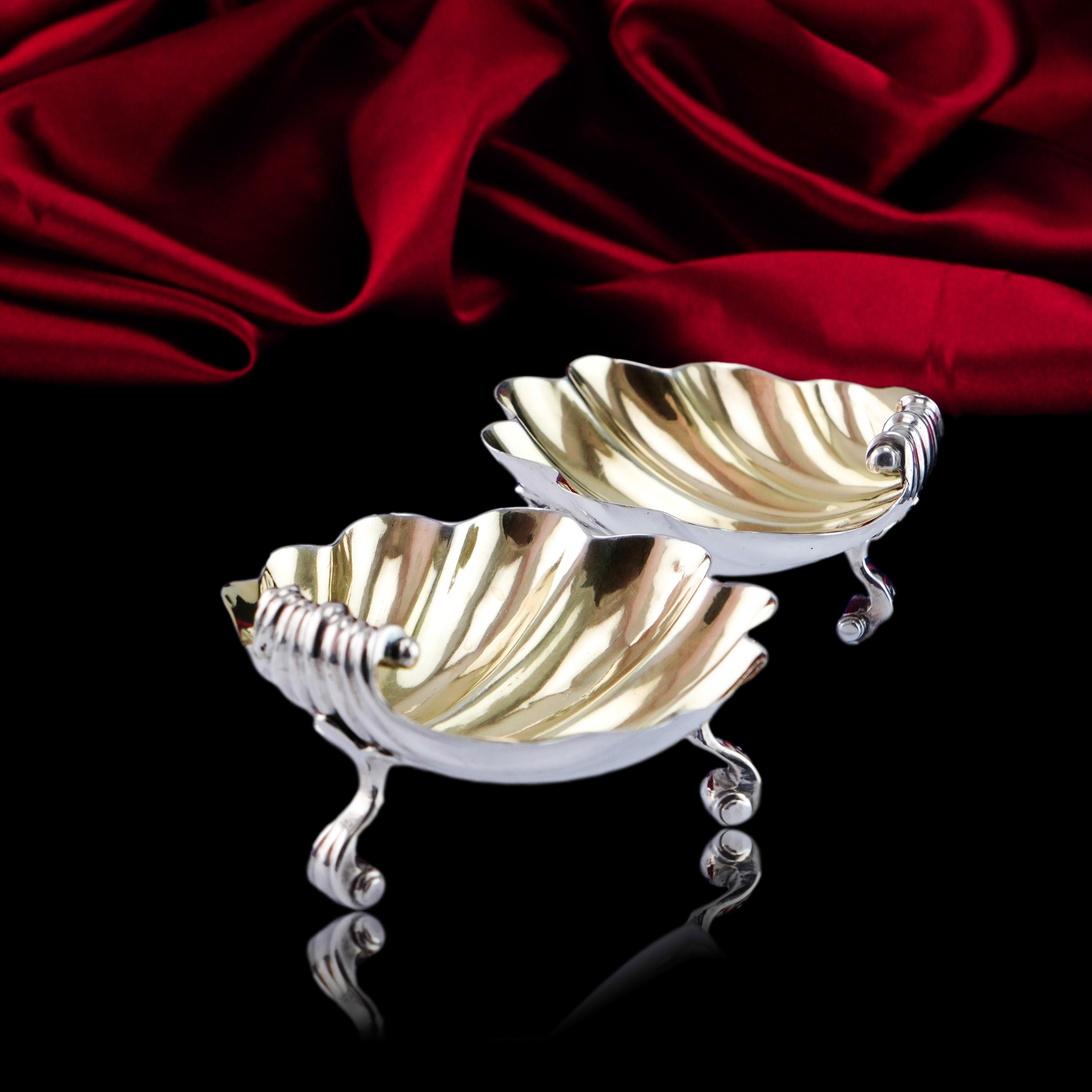 Antique Georgian Solid Silver Shell Salts/Butter Dishes Edward Farrell 1830 For Sale 10