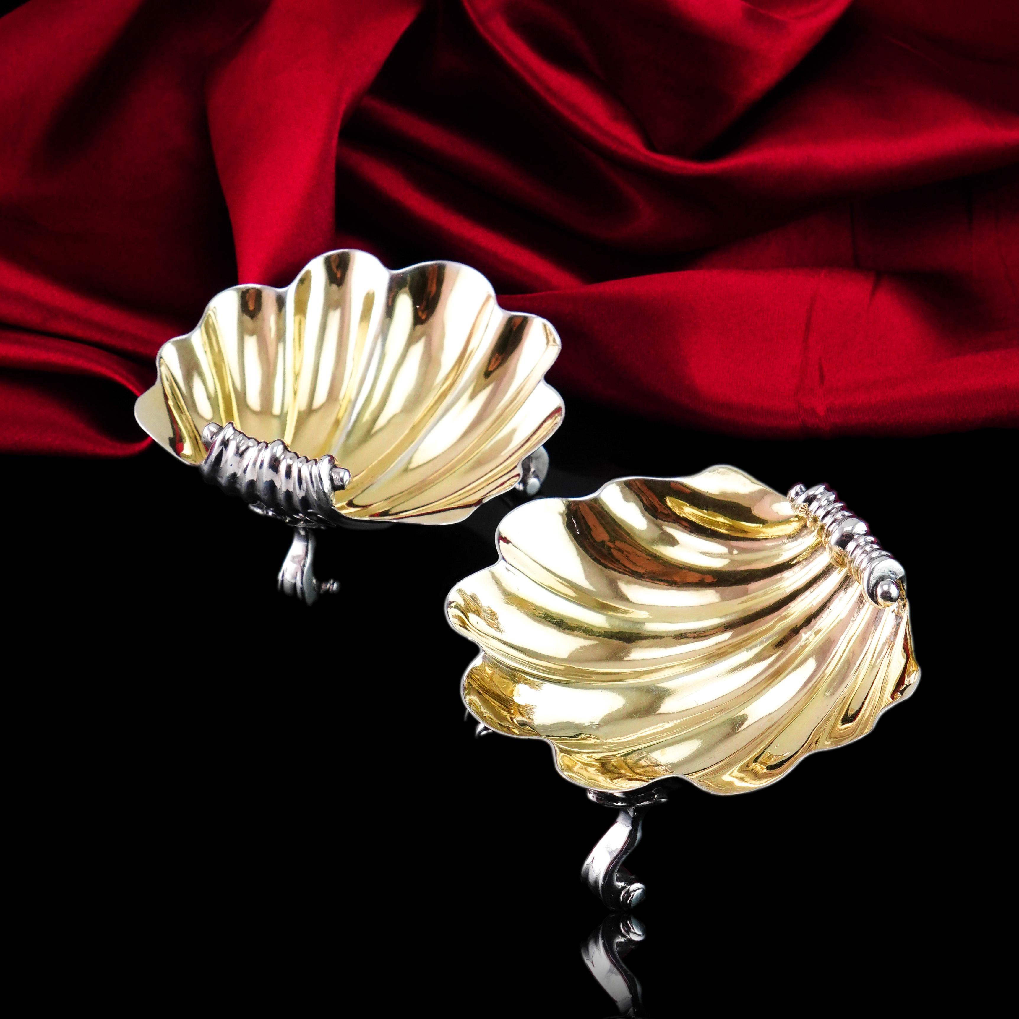 Antique Georgian Solid Silver Shell Salts/Butter Dishes Edward Farrell 1830 For Sale 4