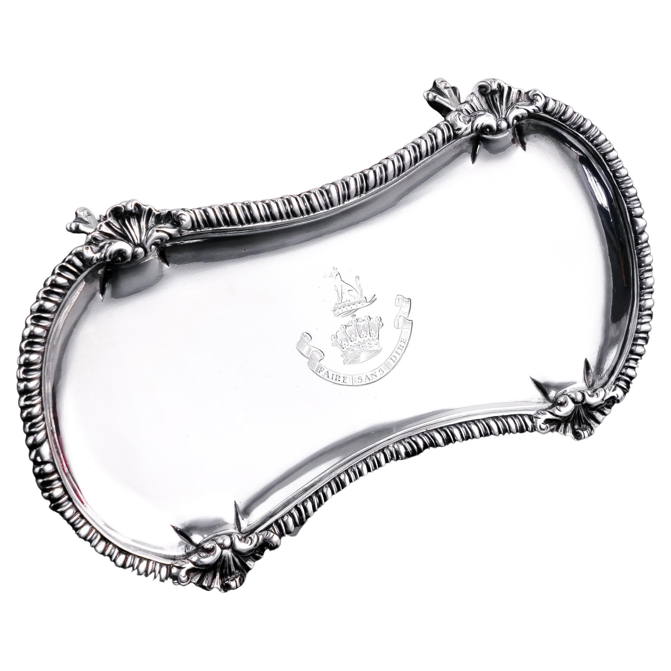 Antique Georgian Solid Silver Snuffer / Pen Tray Salver, Earl of Ilchester, 1774