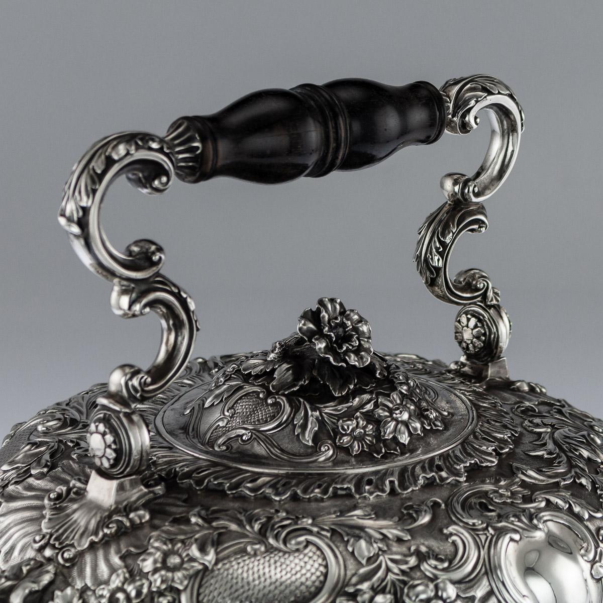 Antique Georgian Solid Silver Tea Kettle on Stand & Burner, circa 1830 1