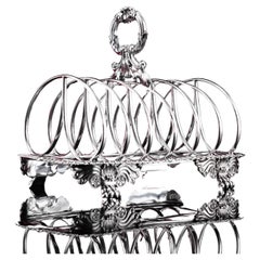 Porte-toast géorgien ancien en argent sterling massif de style Regency - Londres 1827