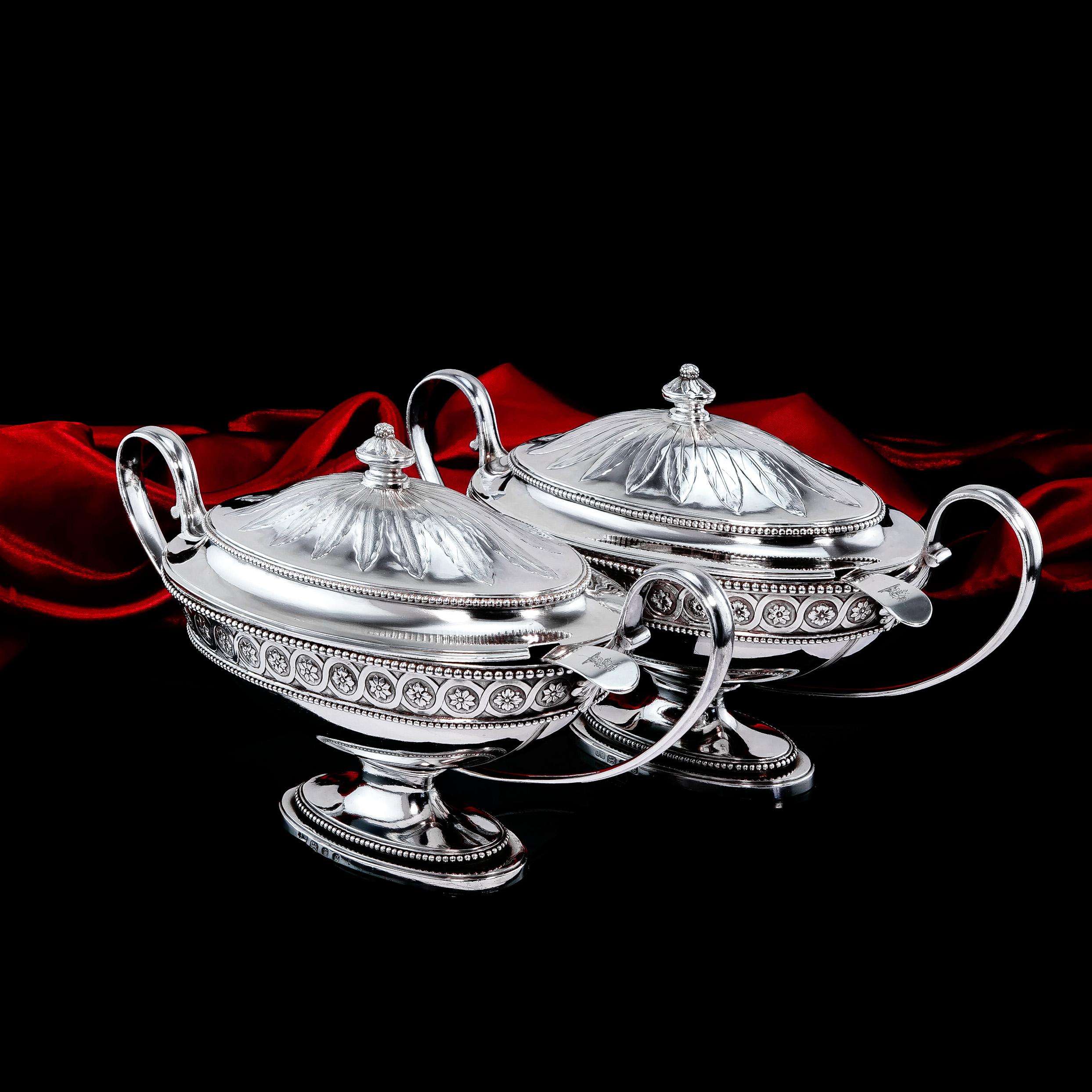 Antique Georgian Solid Sterling Silver Tureens Neoclassical Style - 1782 4