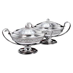 Antique Georgian Solid Sterling Silver Tureens Neoclassical Style - 1782
