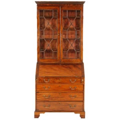 Antique Georgian Solid Walnut Bureau Bookcase, Scotland 1790, 1682