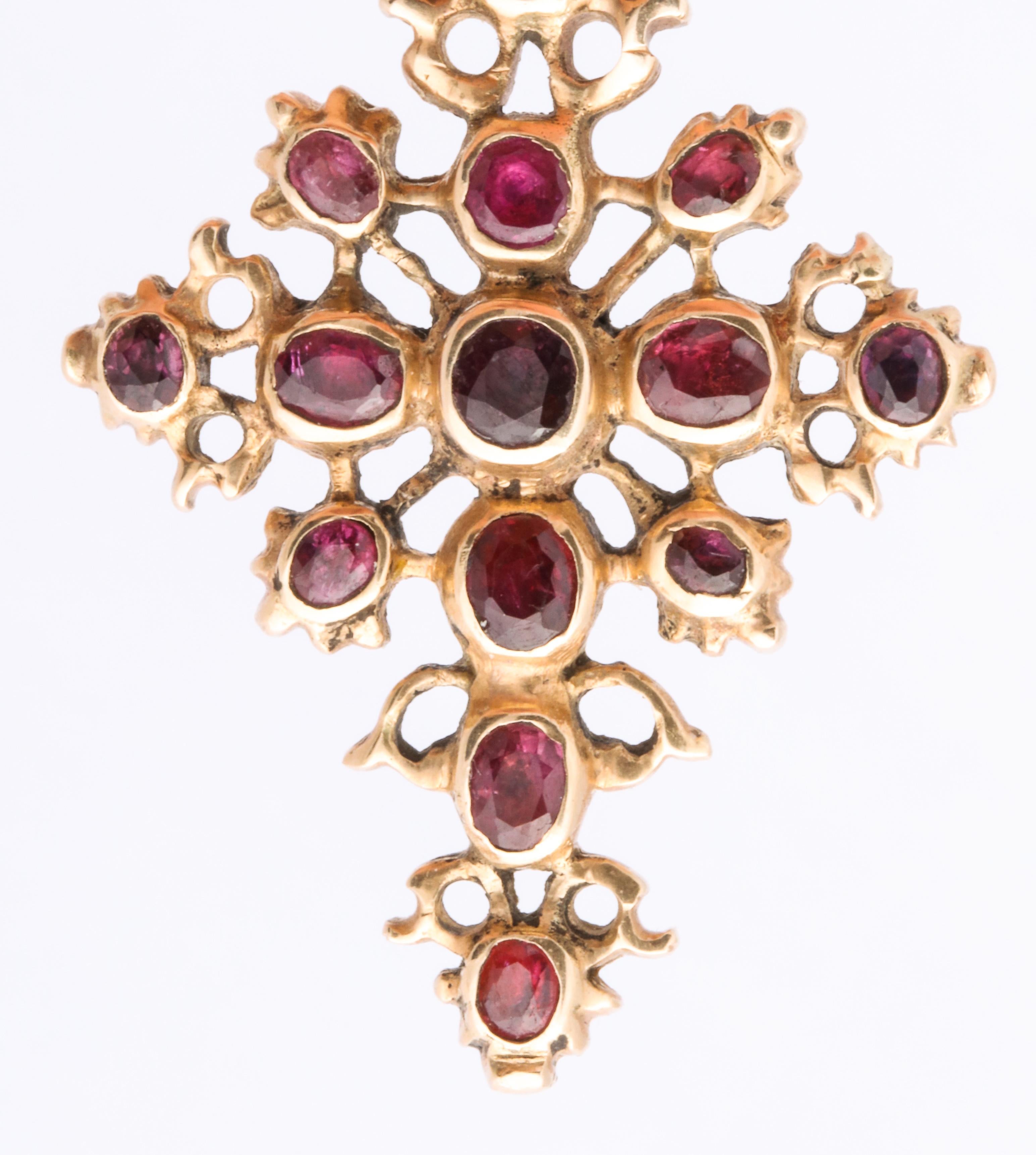 antique ruby cross pendant