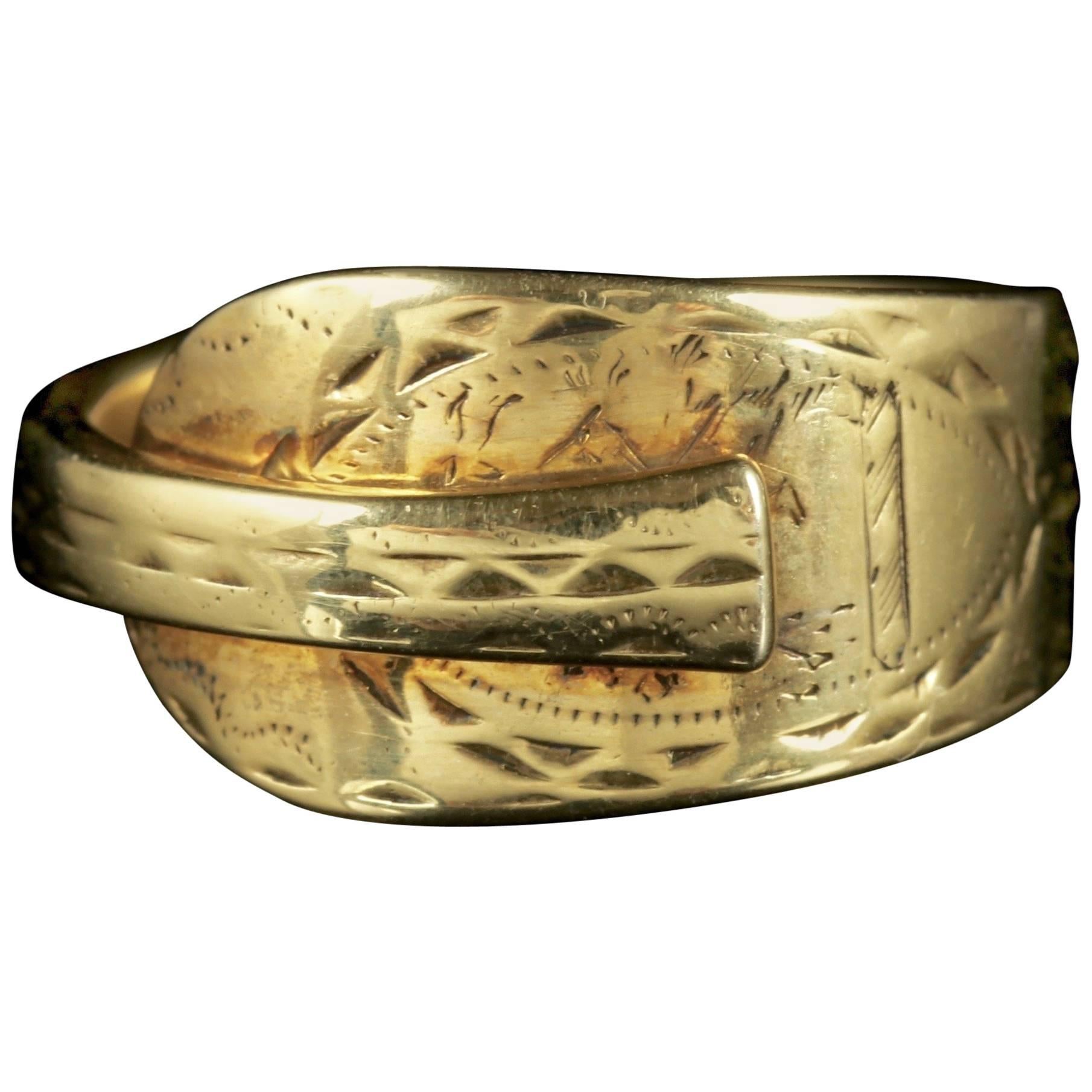 Antique Georgian Spoon Ring 18 Carat Gold Silver, circa 1800