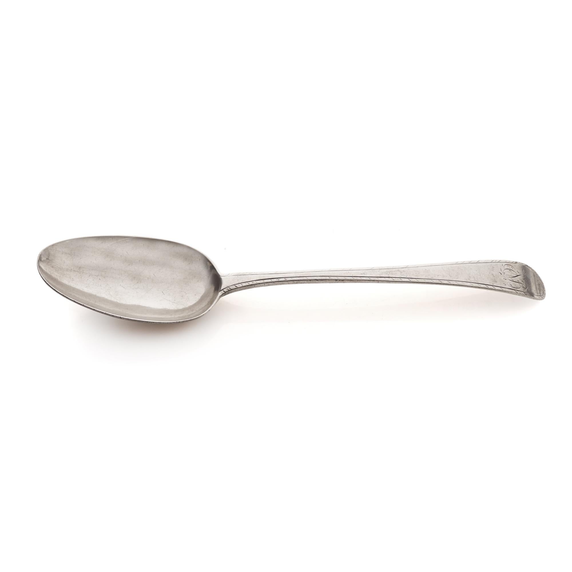 British Antique Georgian sterling 925 silver large spoon by Hester Bateman For Sale