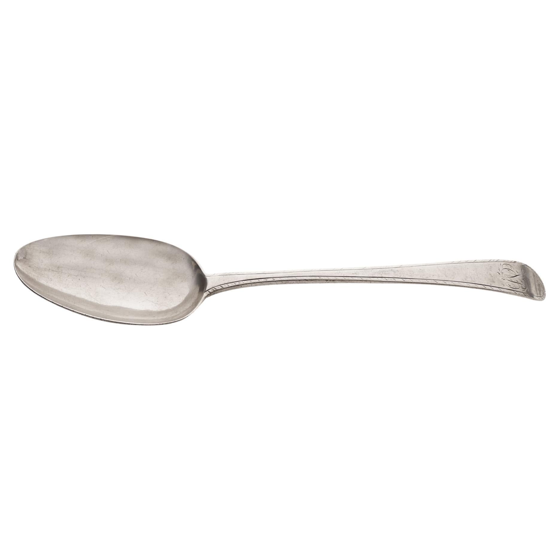 Antique Georgian sterling 925 silver large spoon by Hester Bateman For Sale