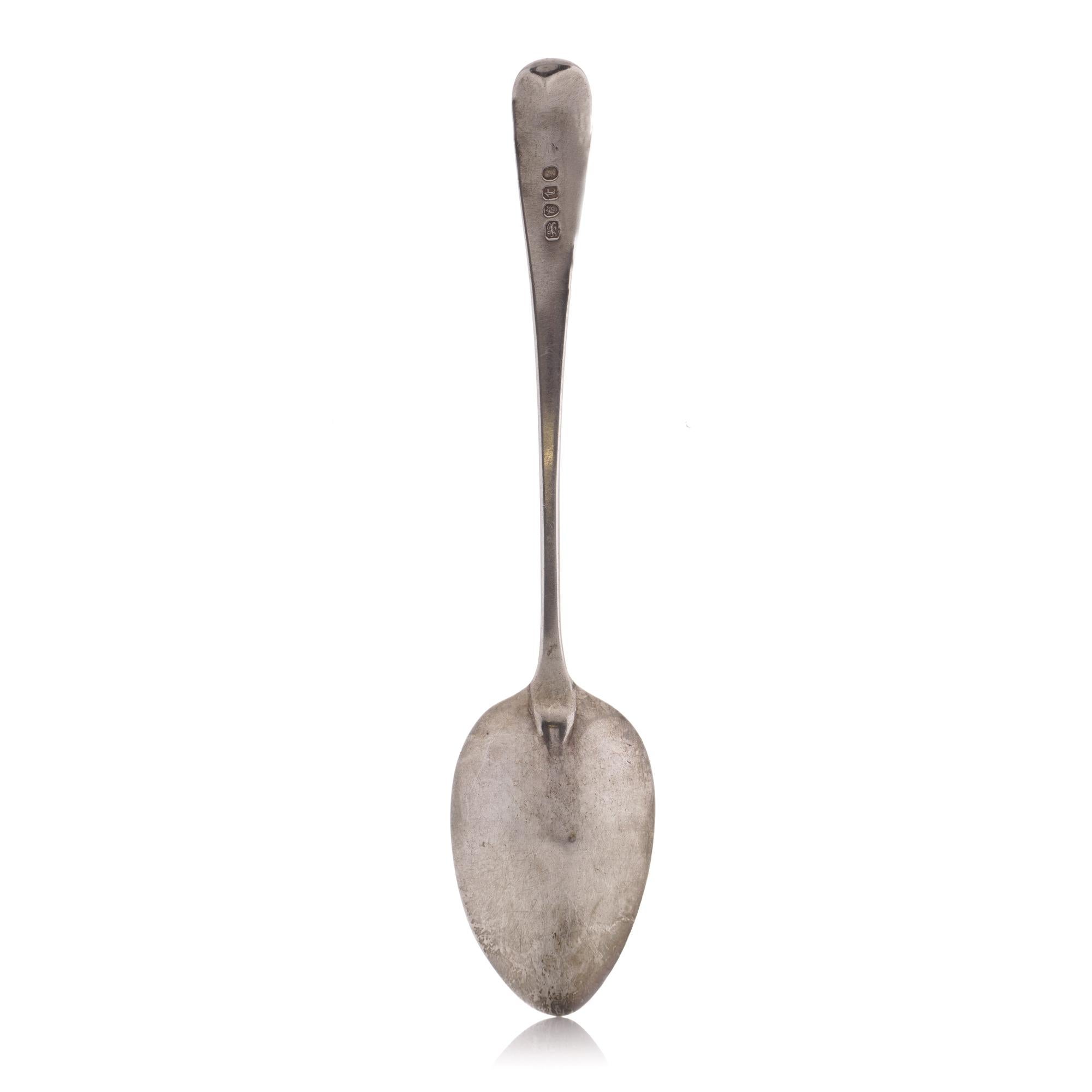 Late 18th Century Antique Georgian sterling 925 silver large spoon For Sale