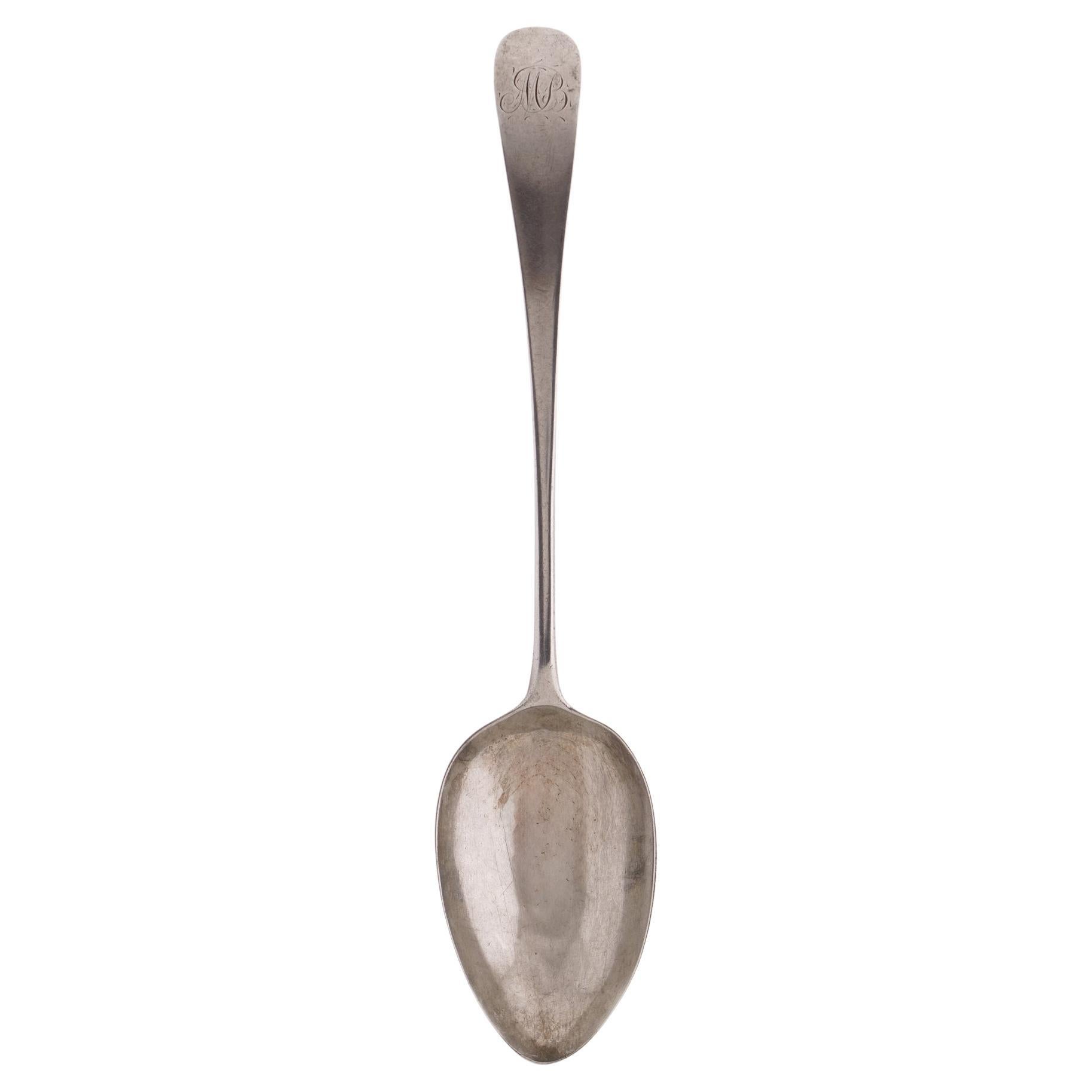 Antique Georgian sterling 925 silver large spoon For Sale