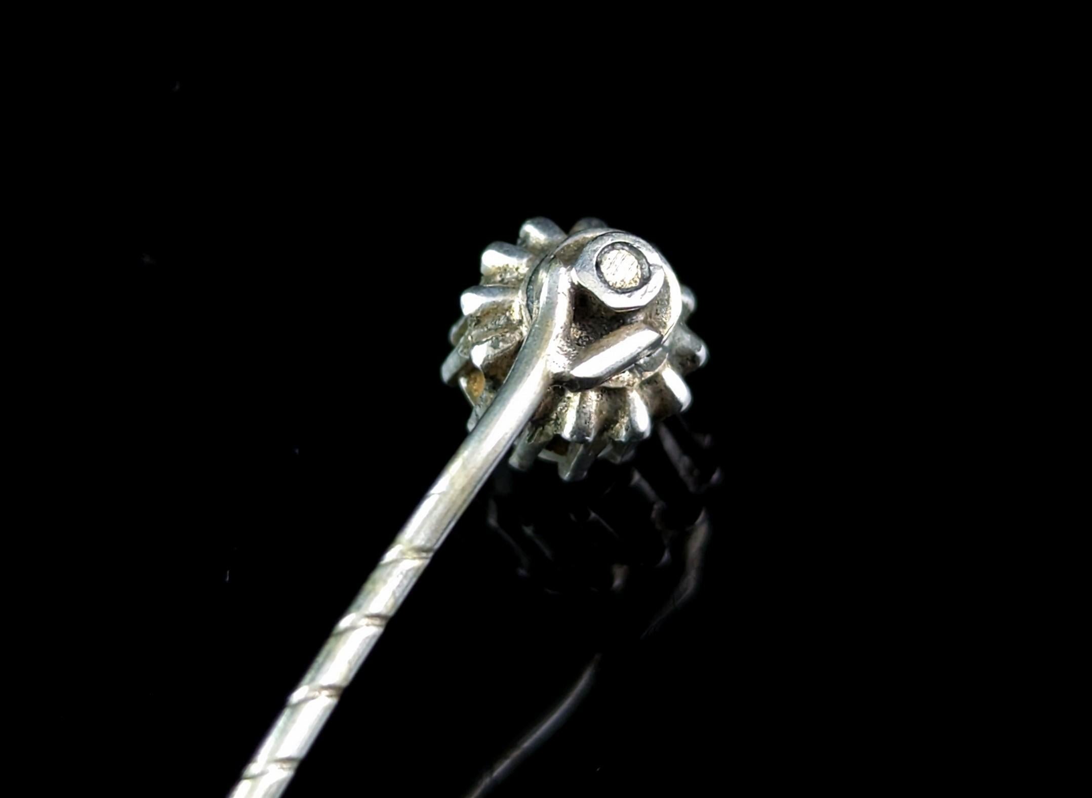Antique Georgian sterling silver and paste stick pin  1