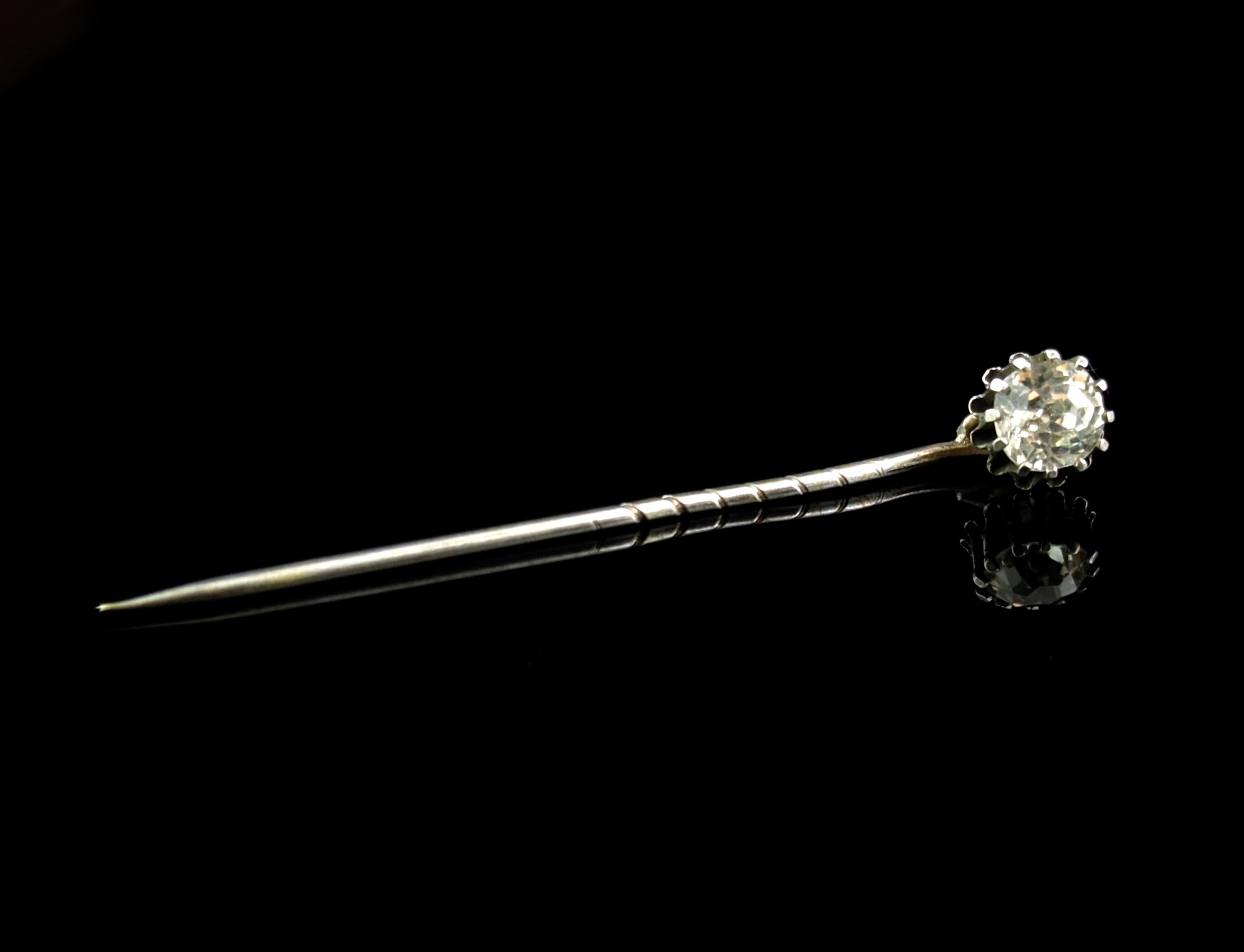 Antique Georgian sterling silver and paste stick pin  3