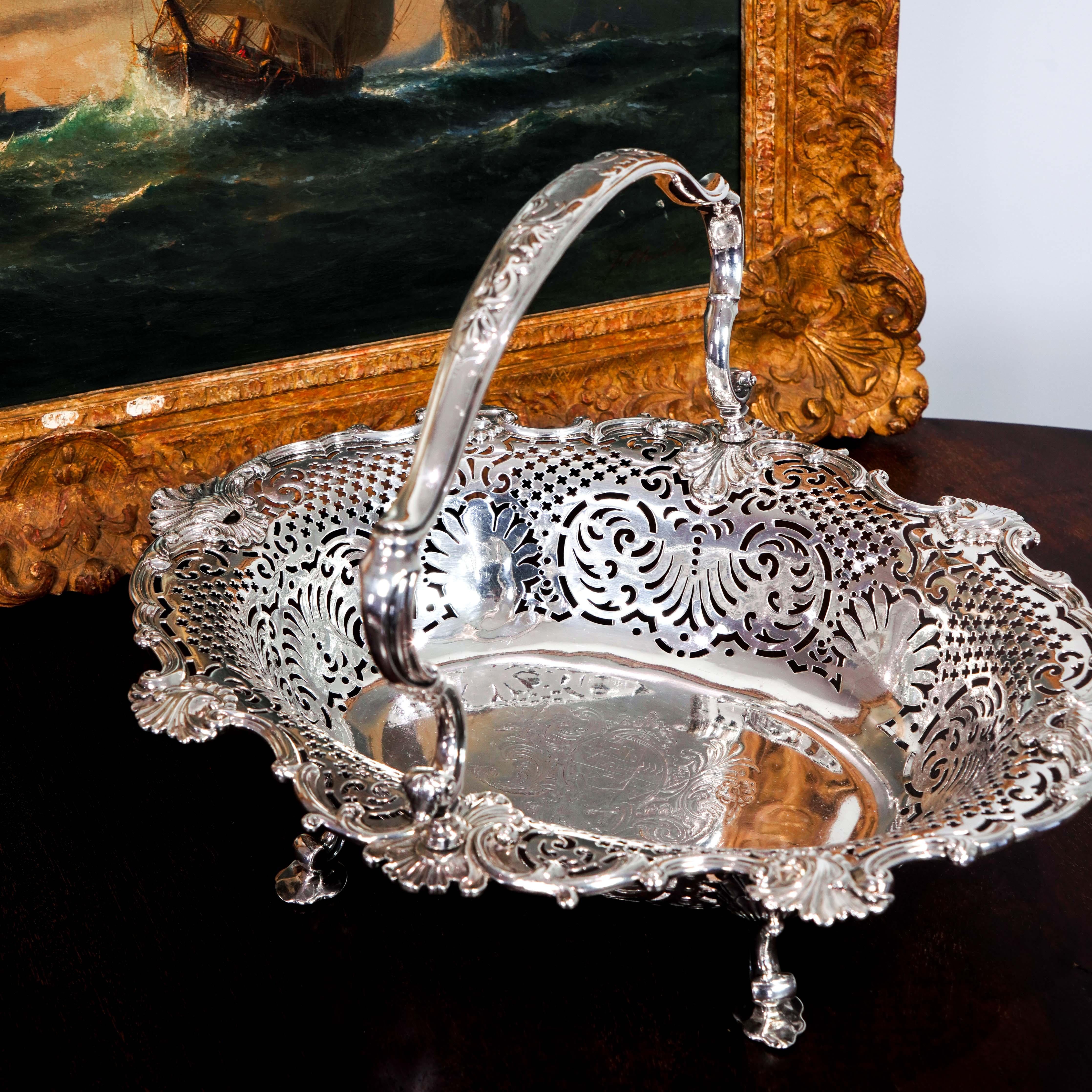 Antique Georgian Sterling Silver Basket/Bowl Rococo Shell - Robert Garrard 1804 For Sale 11