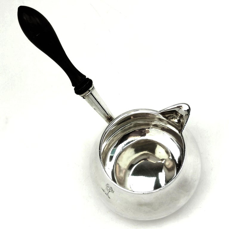 Antique Georgian Sterling Silver Brandy Warming Pan, 1806 In Good Condition For Sale In London, GB