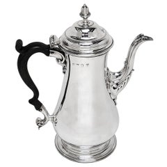 Antique Georgian Sterling Silver Coffee Pot London England 1764