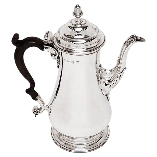 Antique Georgian Sterling Silver Coffee Pot London England 1764