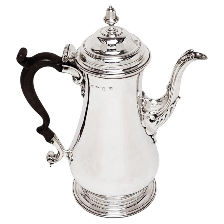 Antique Georgian Sterling Silver Coffee Pot London England 1764