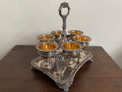Antique Georgian Sterling Silver Egg Cruet Stand, by William Burwash London 1820