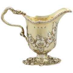 Antique Georgian Sterling Silver Gilt Cream Jug by Robert Innes