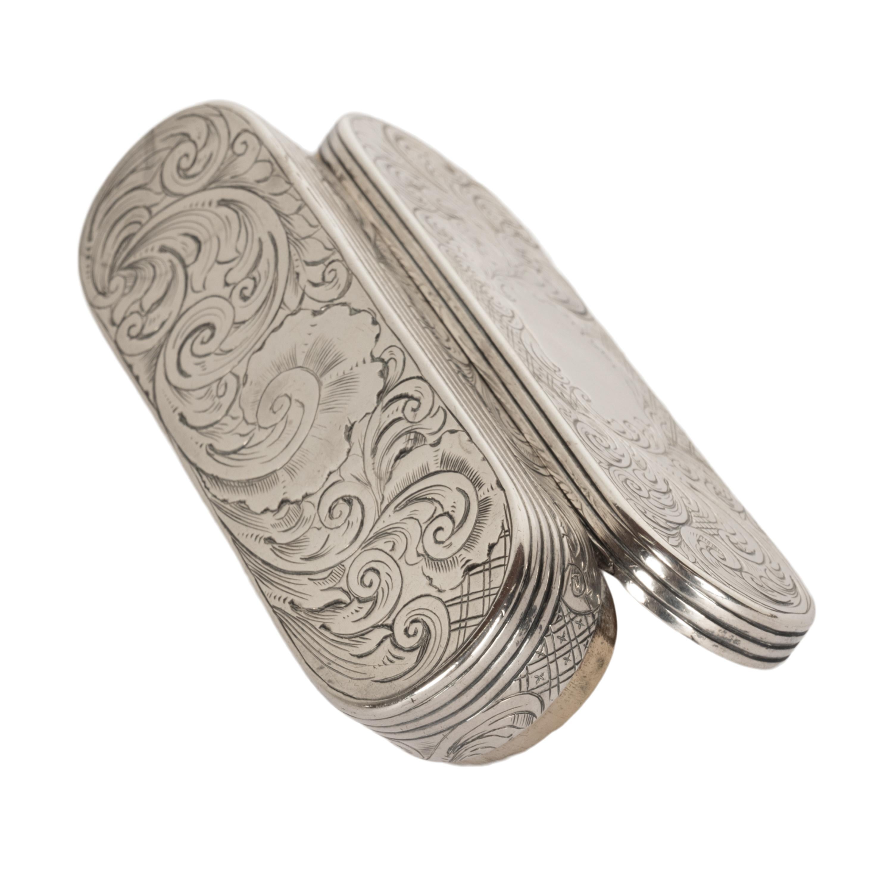 Antique Georgian Sterling Silver Gilt Engraved Toothpick Snuff Box London 1797 5