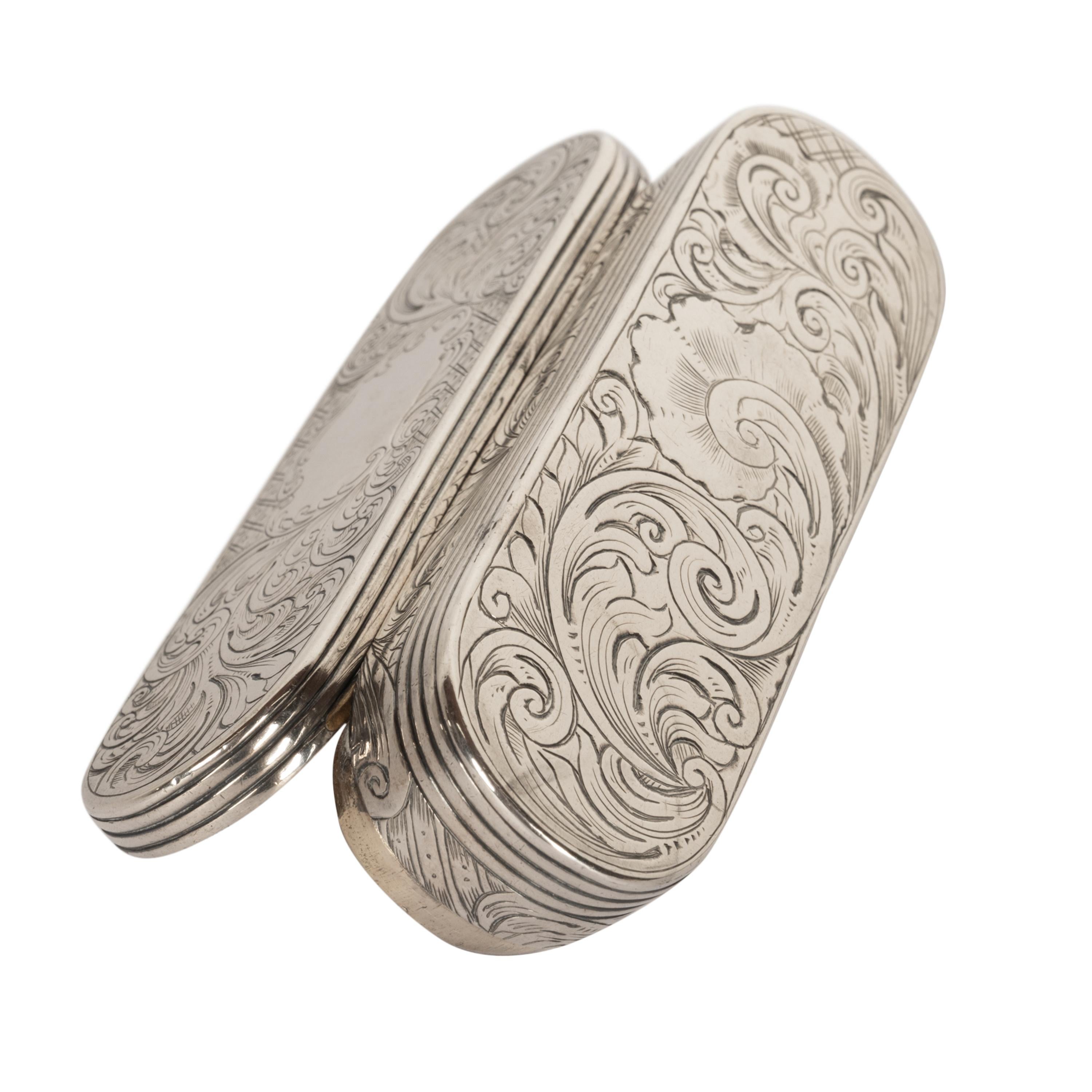 Antique Georgian Sterling Silver Gilt Engraved Toothpick Snuff Box London 1797 6