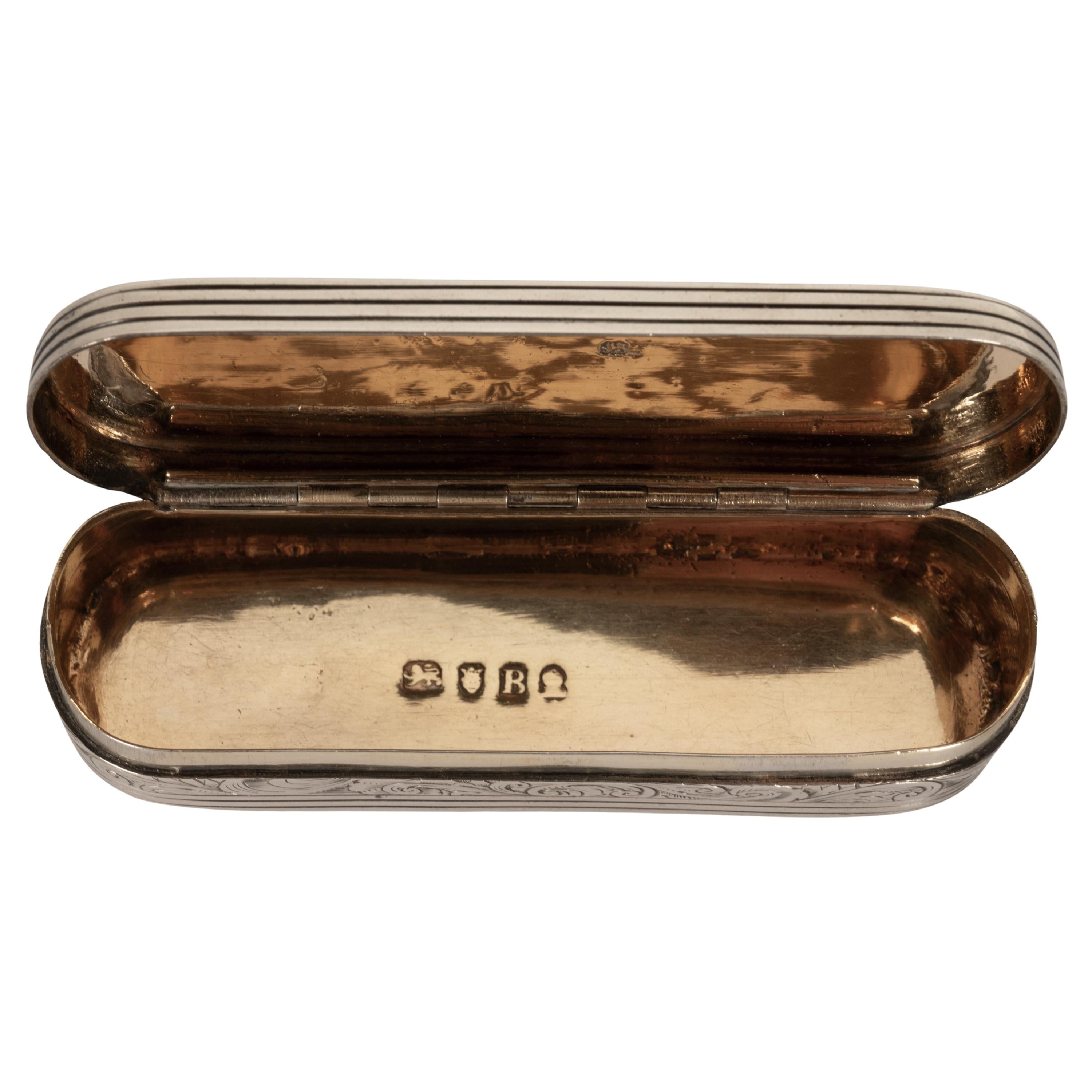 Antique Georgian Sterling Silver Gilt Engraved Toothpick Snuff Box London 1797 7