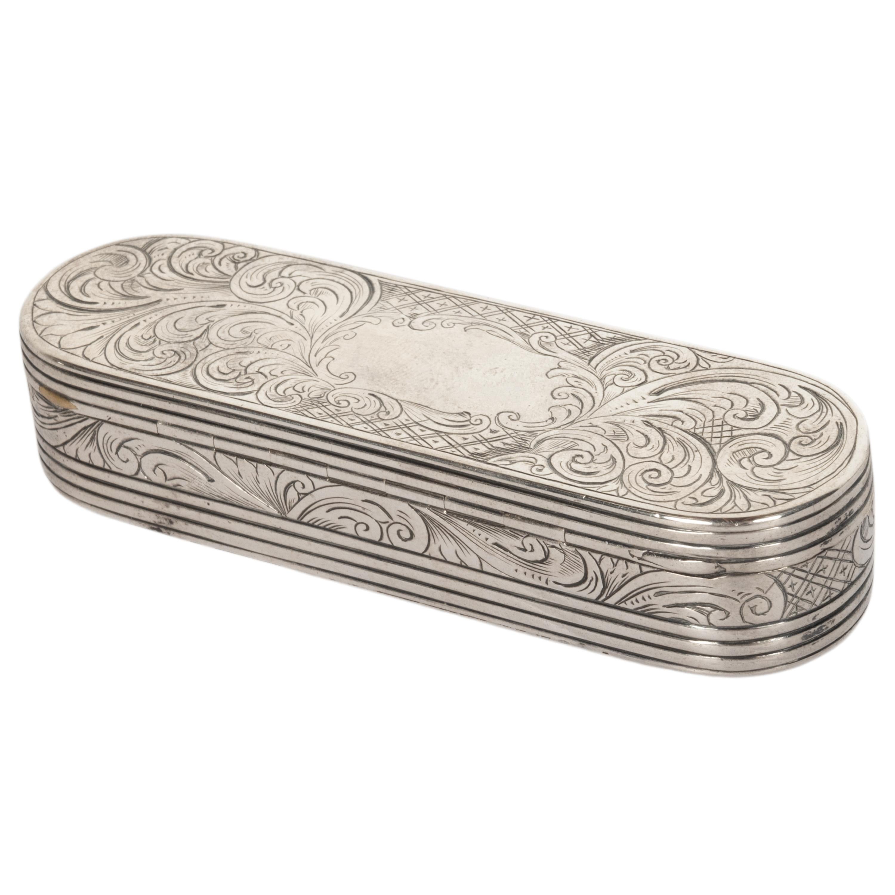 English Antique Georgian Sterling Silver Gilt Engraved Toothpick Snuff Box London 1797