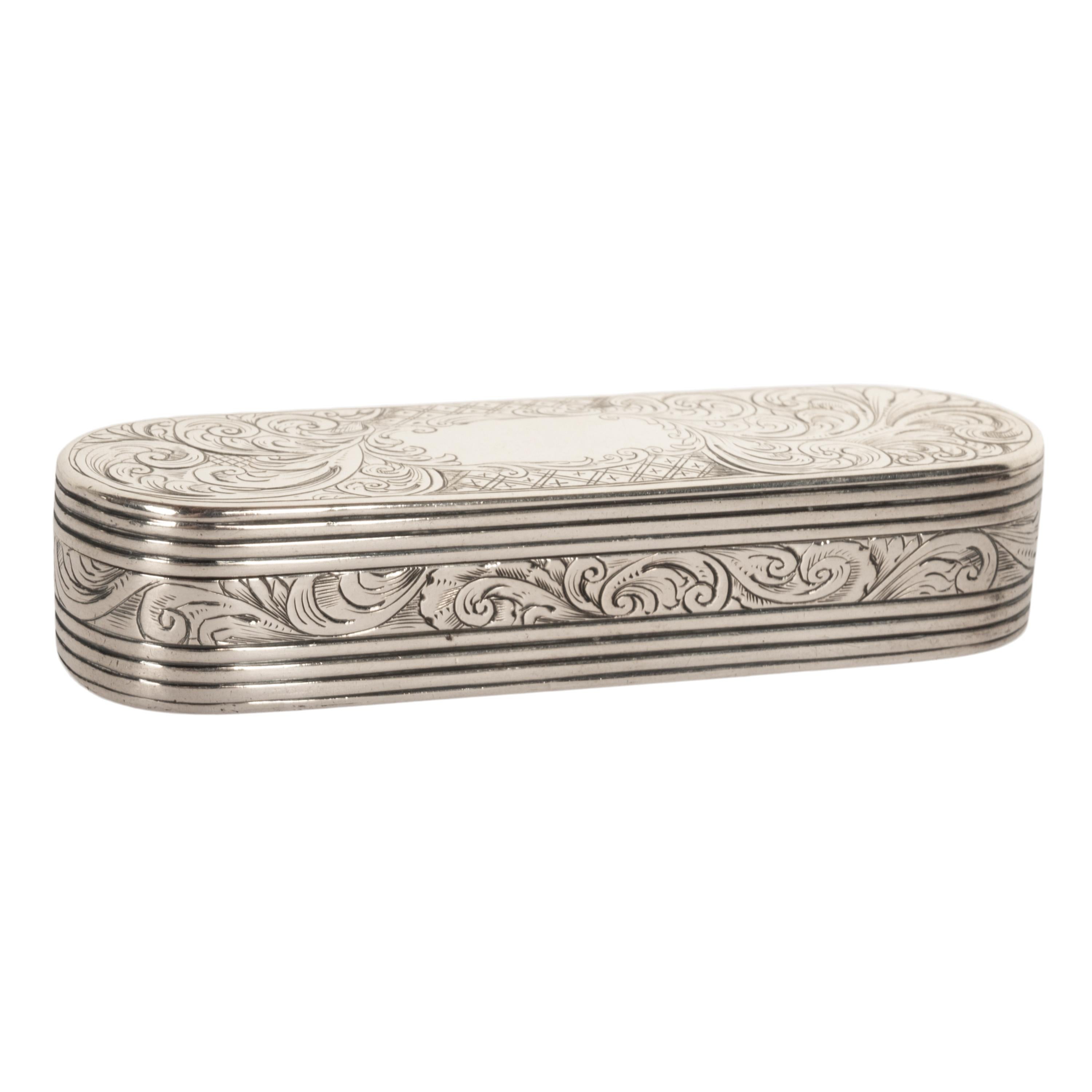 Antique Georgian Sterling Silver Gilt Engraved Toothpick Snuff Box London 1797 In Good Condition In Portland, OR