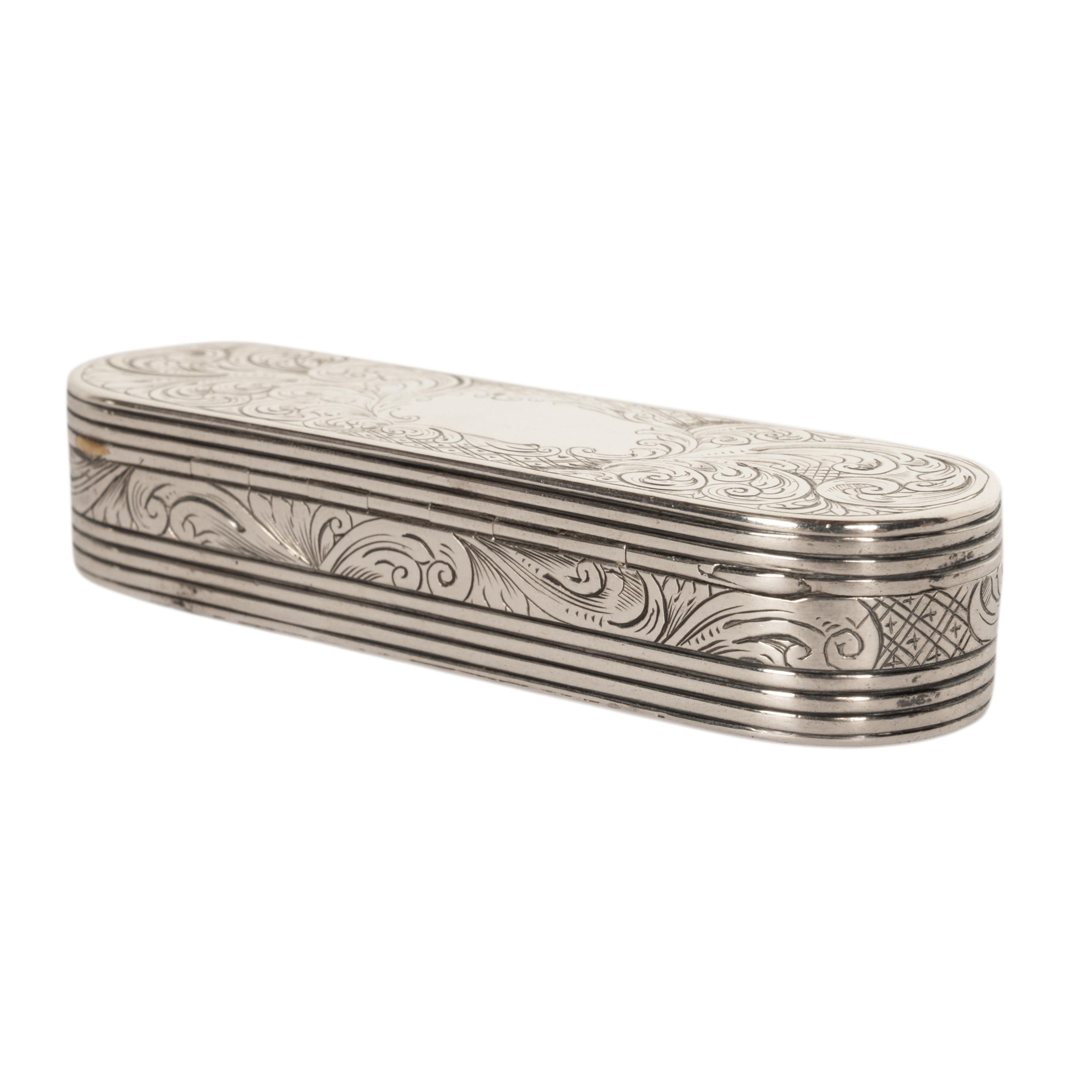 Late 18th Century Antique Georgian Sterling Silver Gilt Engraved Toothpick Snuff Box London 1797