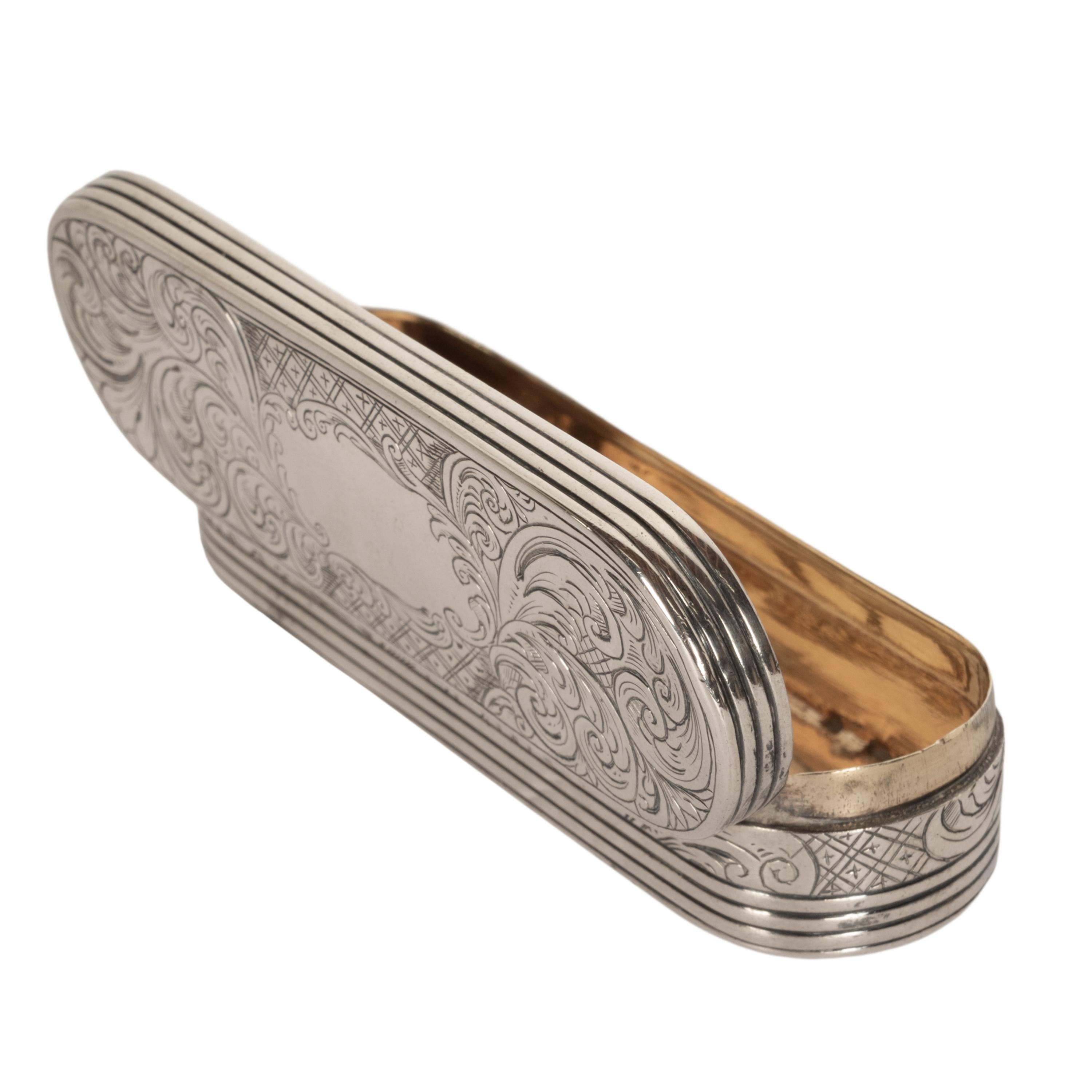 Antique Georgian Sterling Silver Gilt Engraved Toothpick Snuff Box London 1797 4