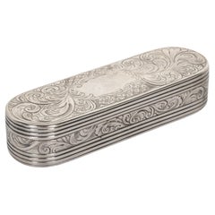 Antique Georgian Sterling Silver Gilt Engraved Toothpick Snuff Box London 1797