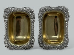 Paire de salières géorgiennes anciennes en argent sterling doré Kirby Waterhouse 1817
