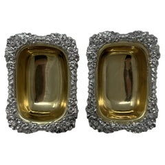 Antique Georgian Sterling Silver Gilt Pair Salts Cellars 1817 Kirby Waterhouse