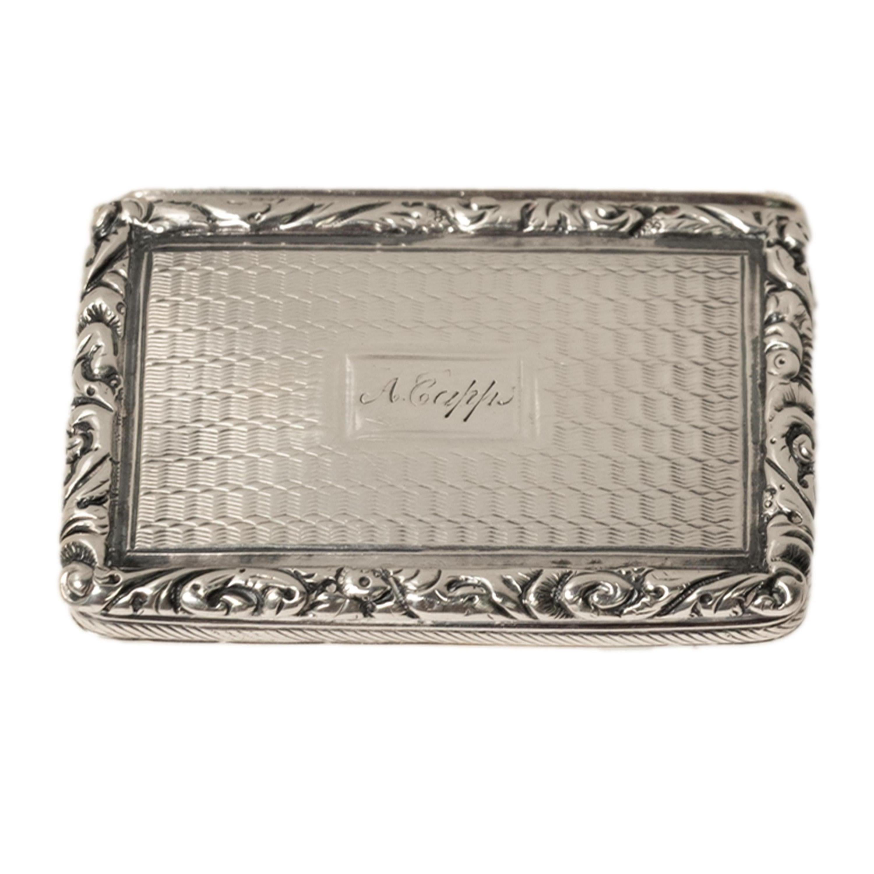Antike georgische Sterling Silber vergoldet Vinaigrette Birmingham William Simpson im Angebot 1